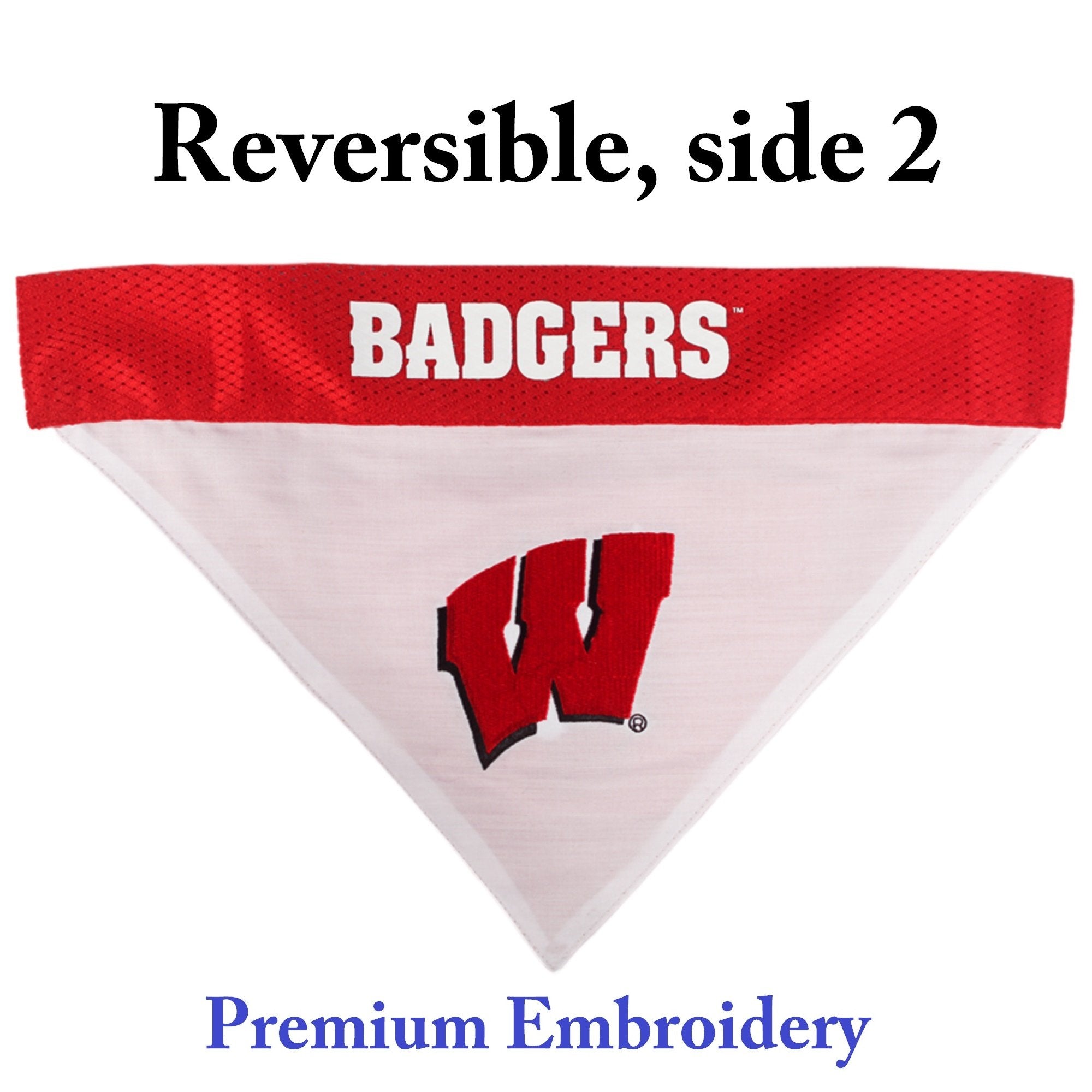 Pets First Collegiate Pet Accessories, Reversible Bandana, Wisconsin Badgers, Small/Medium