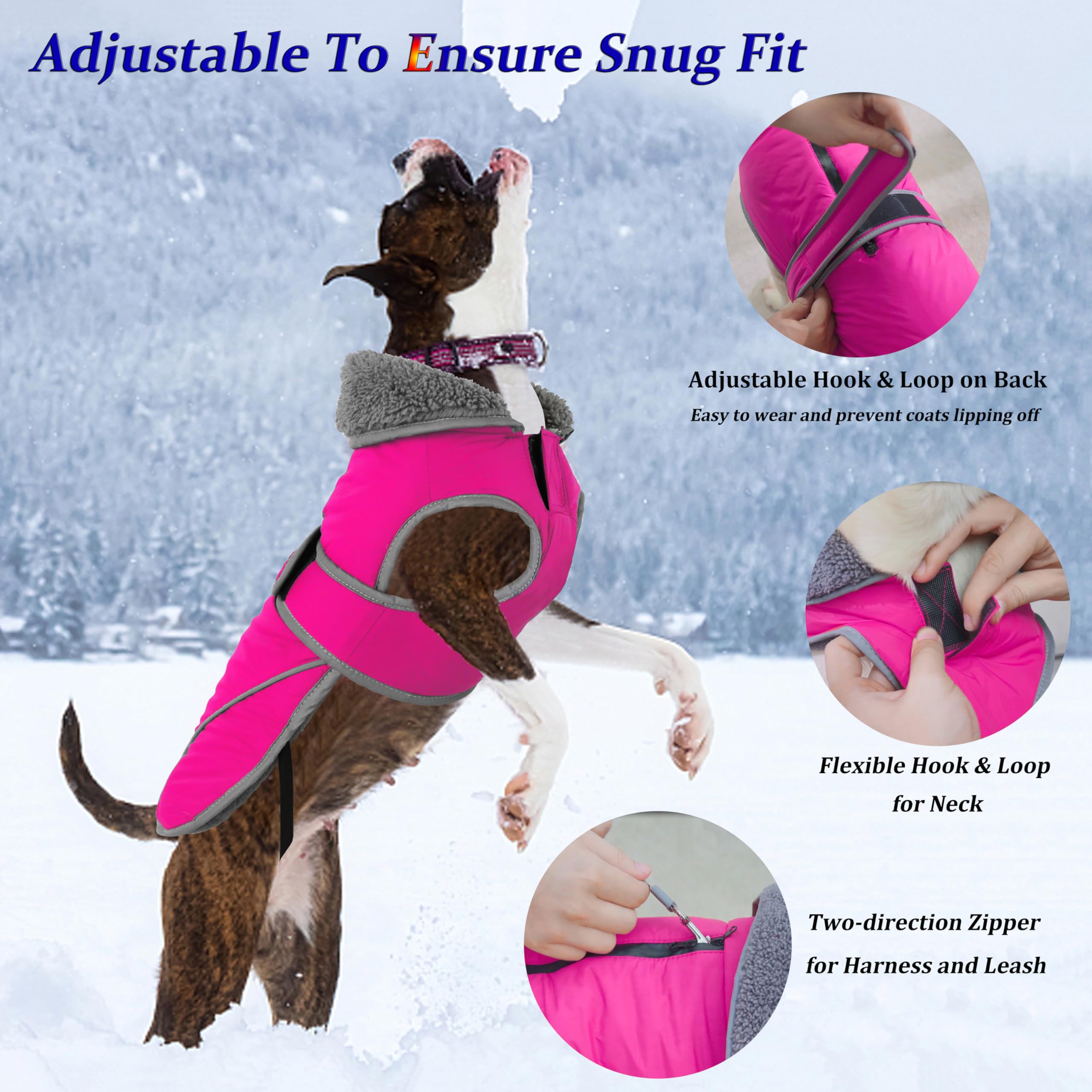 Dogcheer Dog Coat - Waterproof Winter Jacket For Cold Weather, Reflective Adjustable Puppy Snow Jacket Fleece Sweater For Small