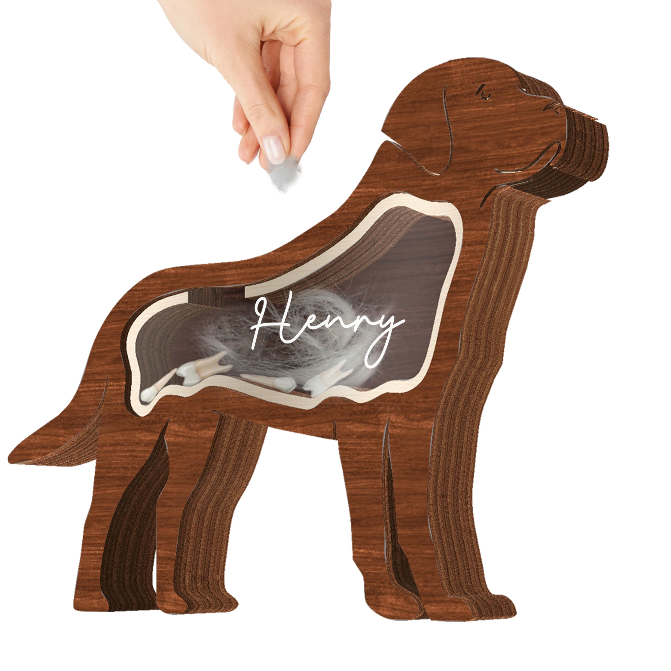 Labrador Dog Hair Keepsake Box Wooden Pet Fur Gifts For Dog Cat Unique Dog Shape Standable Tabletop Decor Pet Dog Memorial Idea 