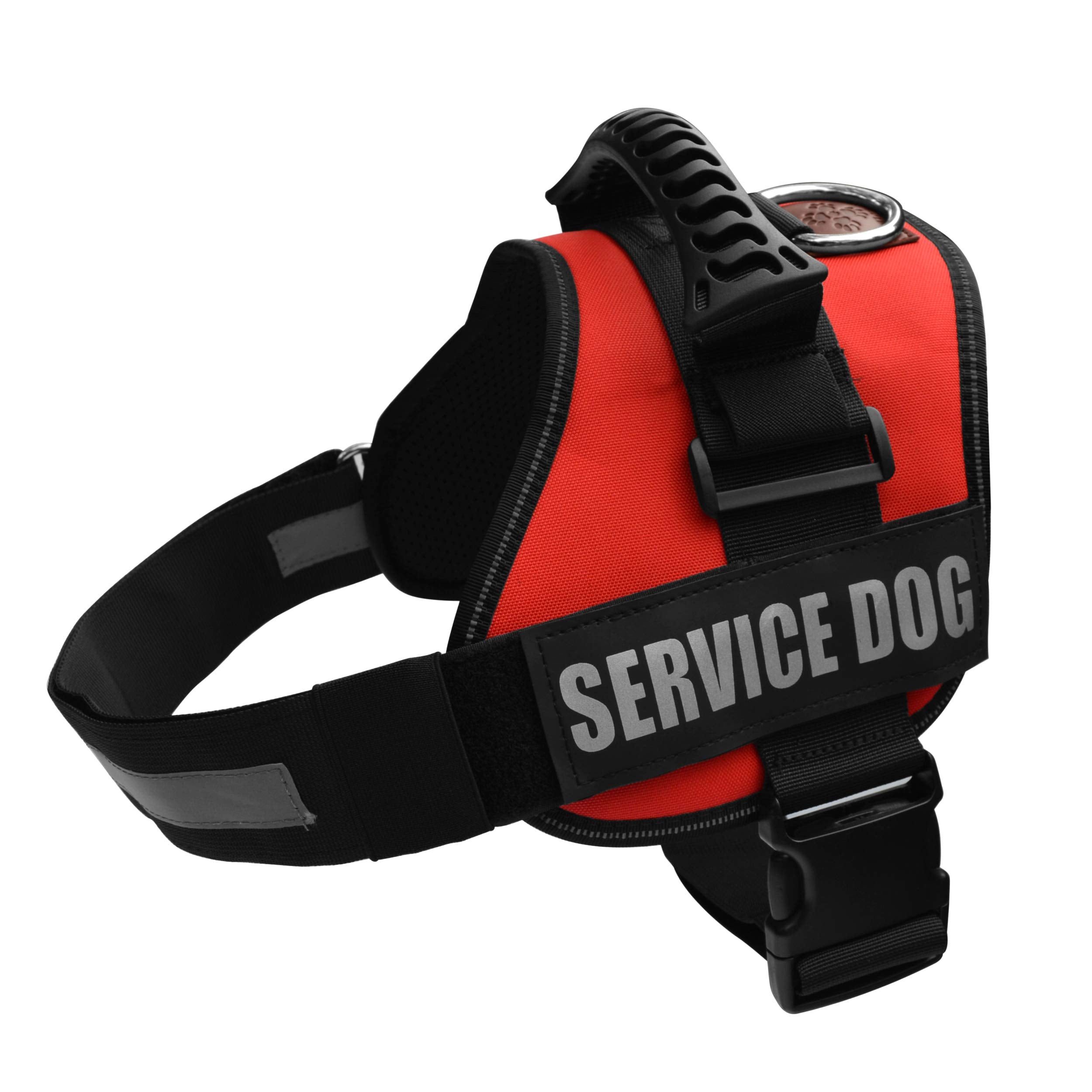 Albcorp Service Dog Vest Harness - Reflective - Woven Polyester And Nylon, Comfy Mesh Padding - Sizes From Xxs To Xl - Service Dog Patches Included. Red, Large