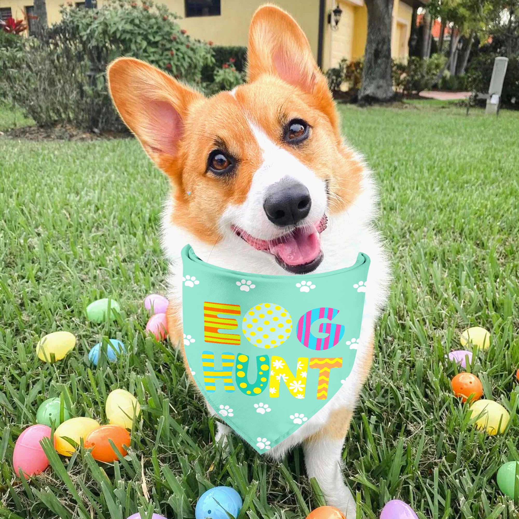 Easter Dog Bandanas 2 Pack, Hip Hop Egg Hunt Bunny Dog Scarfs For Boy And Girl, Pet Scarves For Easter Bandanas Bulk For Dogs La