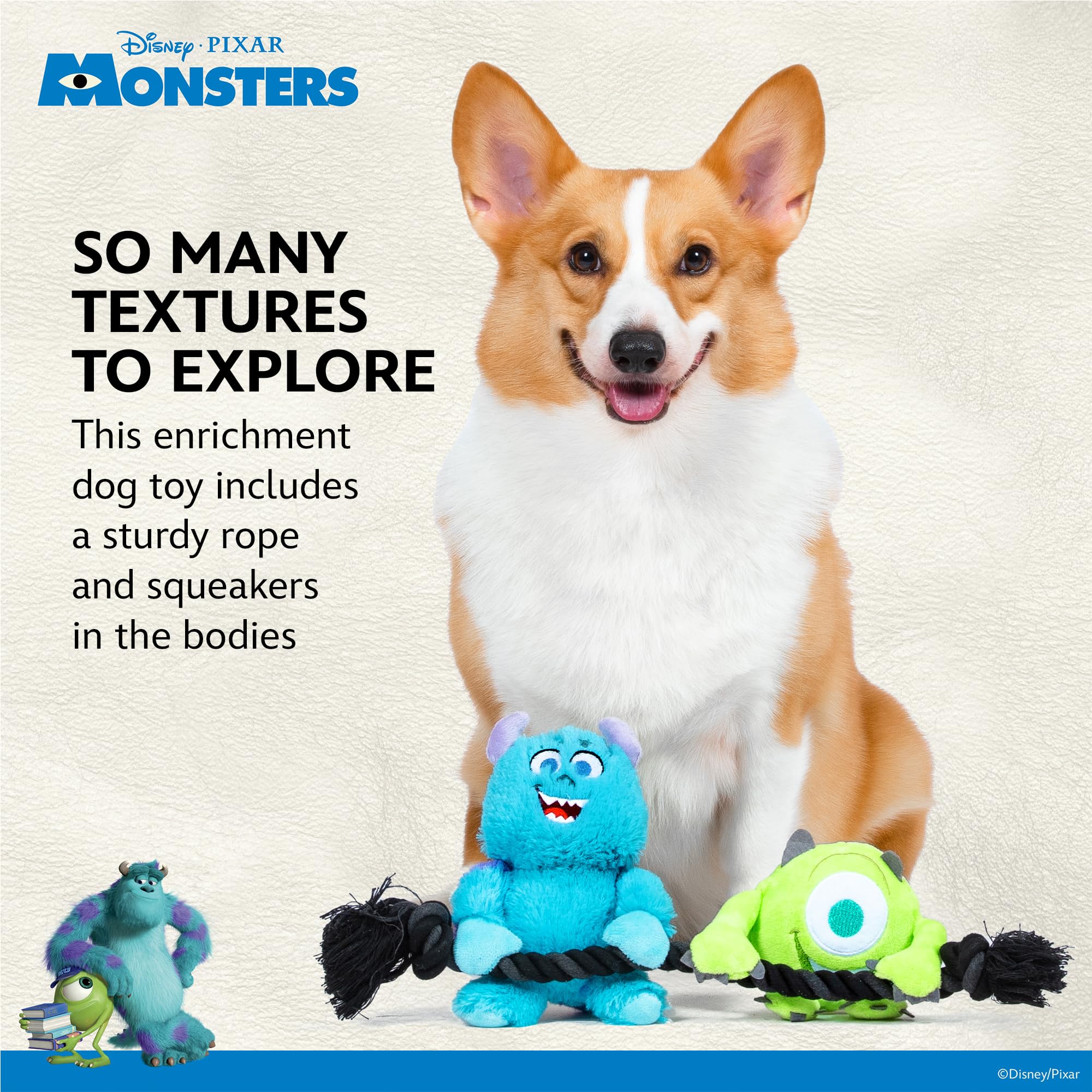 Disney For Pets Pixars Monsters, Inc. Rope Pet Toy, 12In | Disney Pixar Dog Toys | Rope Tug Toy For Dogs Inspired By Mike And Su