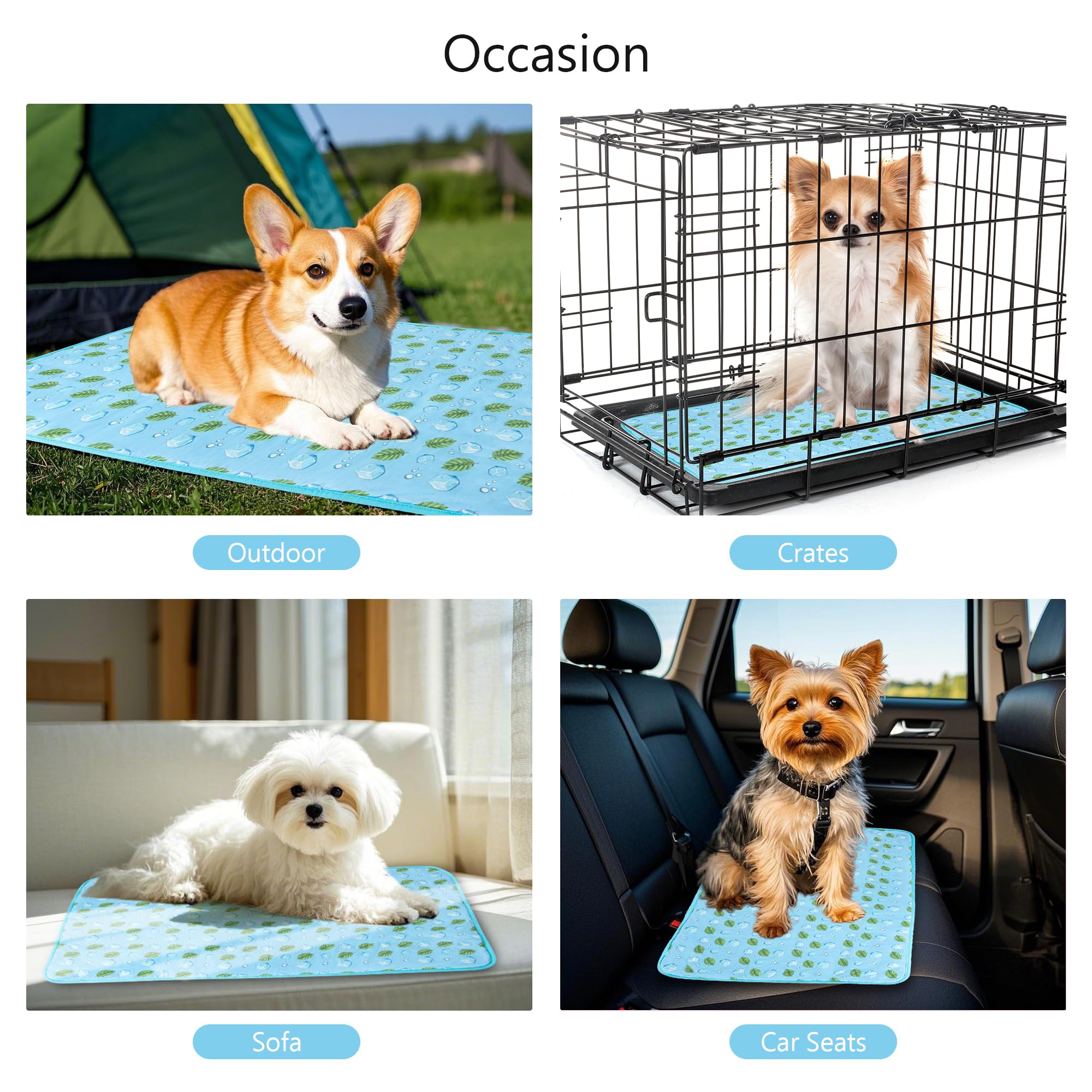 Delifur Dog Cooling Mat- Pet Cooling Mat Outdoor For Dogs Self Cooling Pad For Puppy Small Medium Dog Machine Washable (Large, B