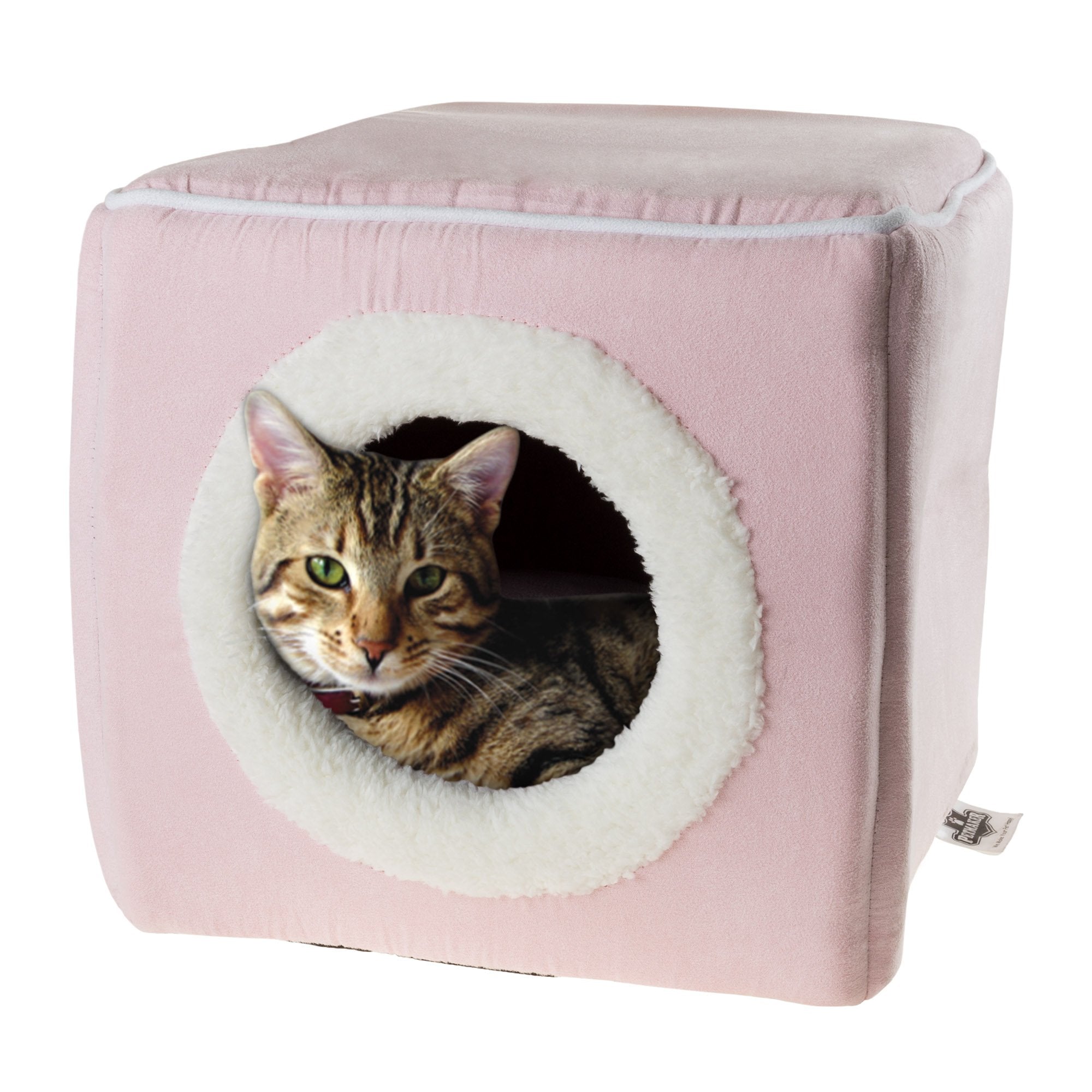 Cat Pet Bed, Cave- Soft Indoor Enclosed Covered Cavern/House For Cats, Kittens, And Small Pets With Removable Cushion Pad By Petmaker (Pink) 13X12X12