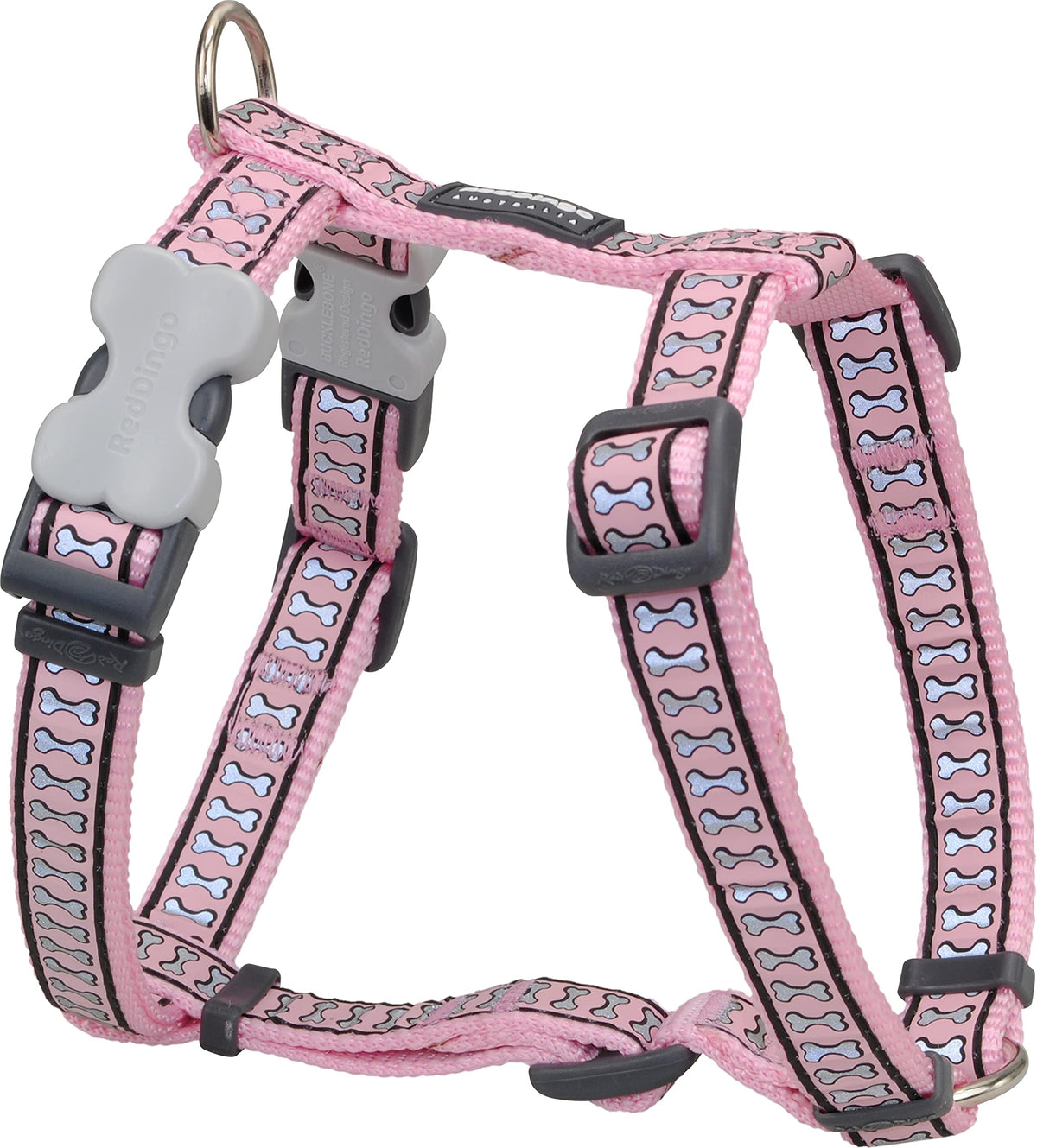 Red Dingo Reflective Dog Harness, Large, Pink