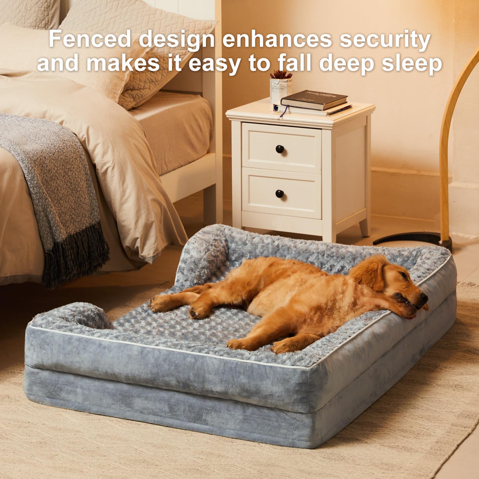 Wnpethome Jumbo Orthopedic Dog Bed, Great Dane Dog Beds For Giant Dogs, Bolster Dog Sofa Bed,Waterproof Dog Couch For Pet Sleepi