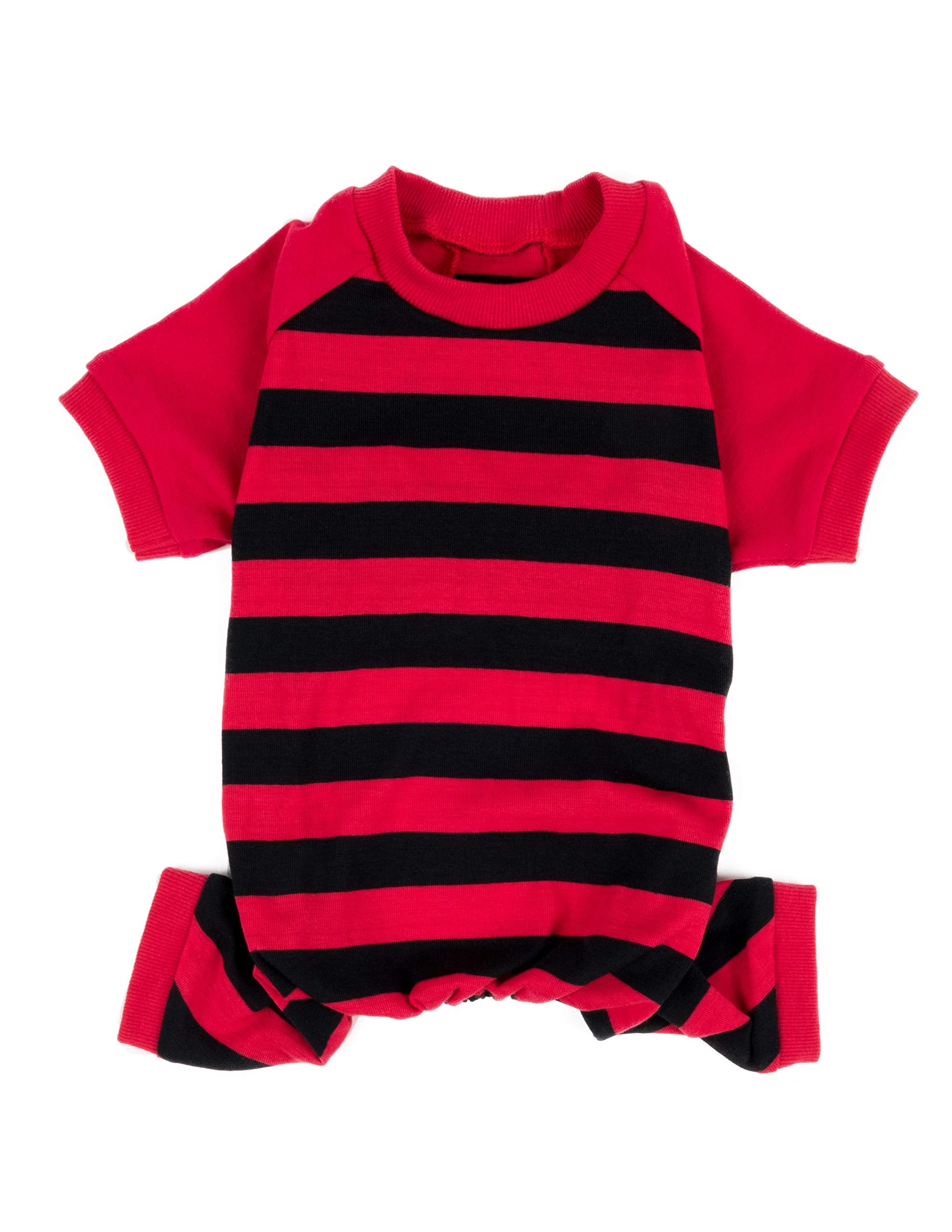Leveret Matching Dog Pajamas Christmas Pjs 100% Cotton Red/Black Stripes Size X-Small