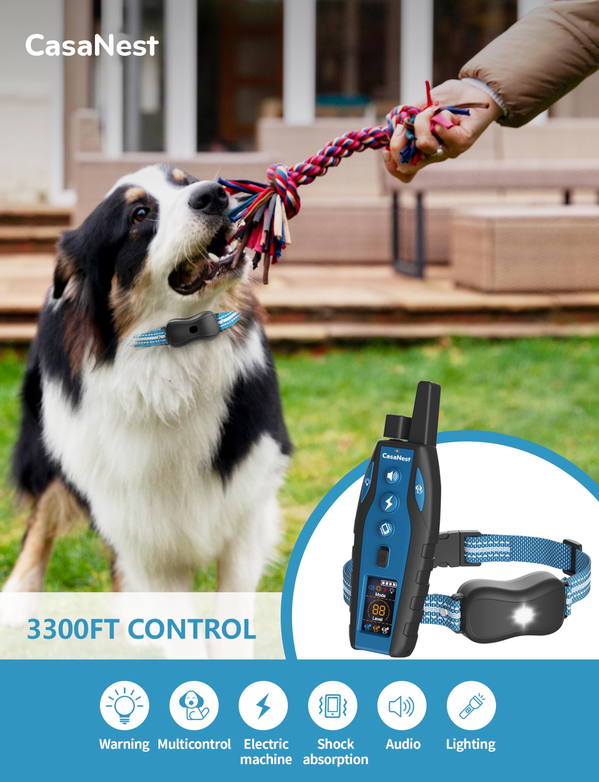 Casanest Dog Shock Collar With Remote Control - 3300Ft Dog Training Collar For Dogs 60-100Lbs Waterproof, Adjustable E Collar Be