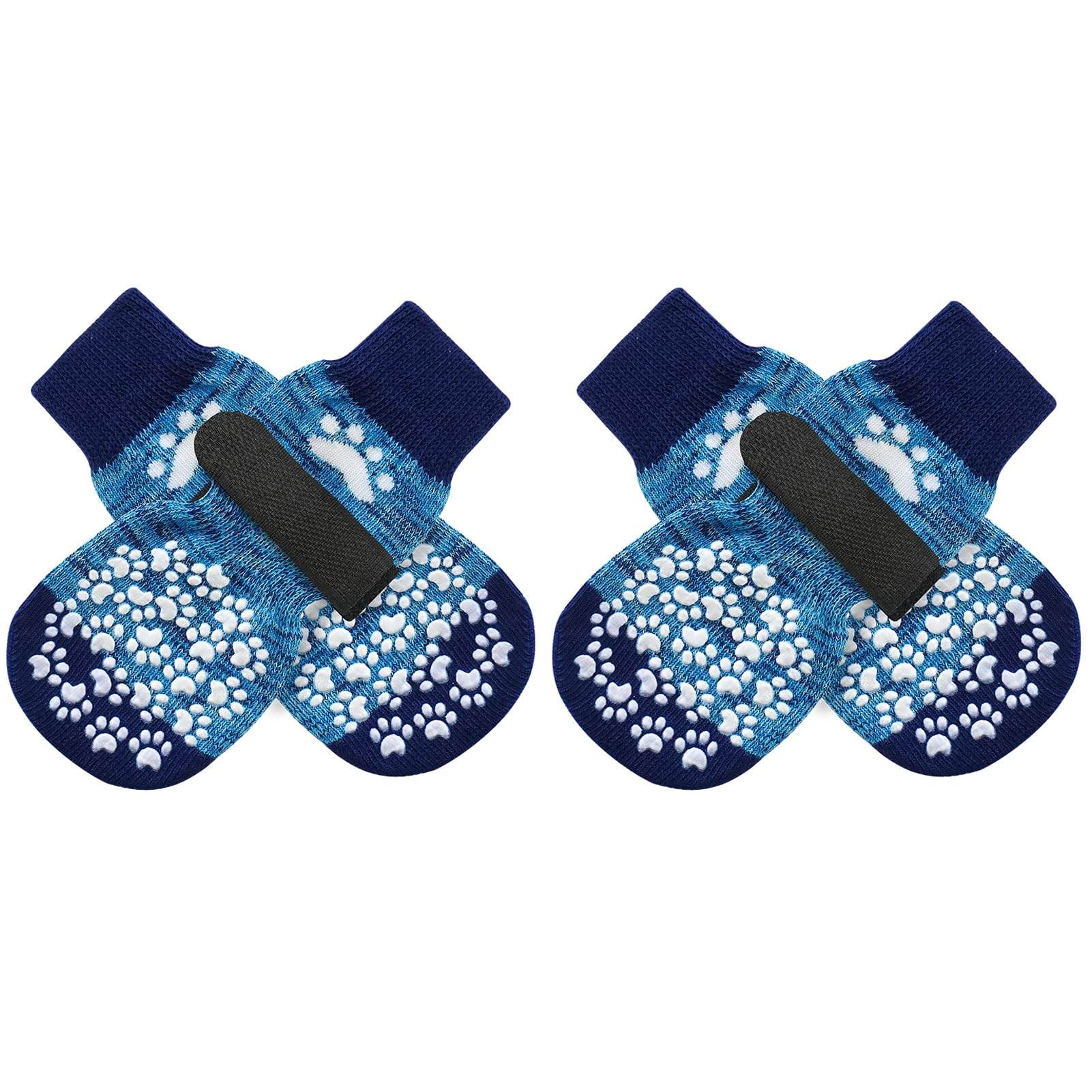 Expawlorer Double Side Anti-Slip Dog Socks 2 Pairs - Adjustable Pet Paw Protector With Strap, Traction Control Non-Skid For Indo