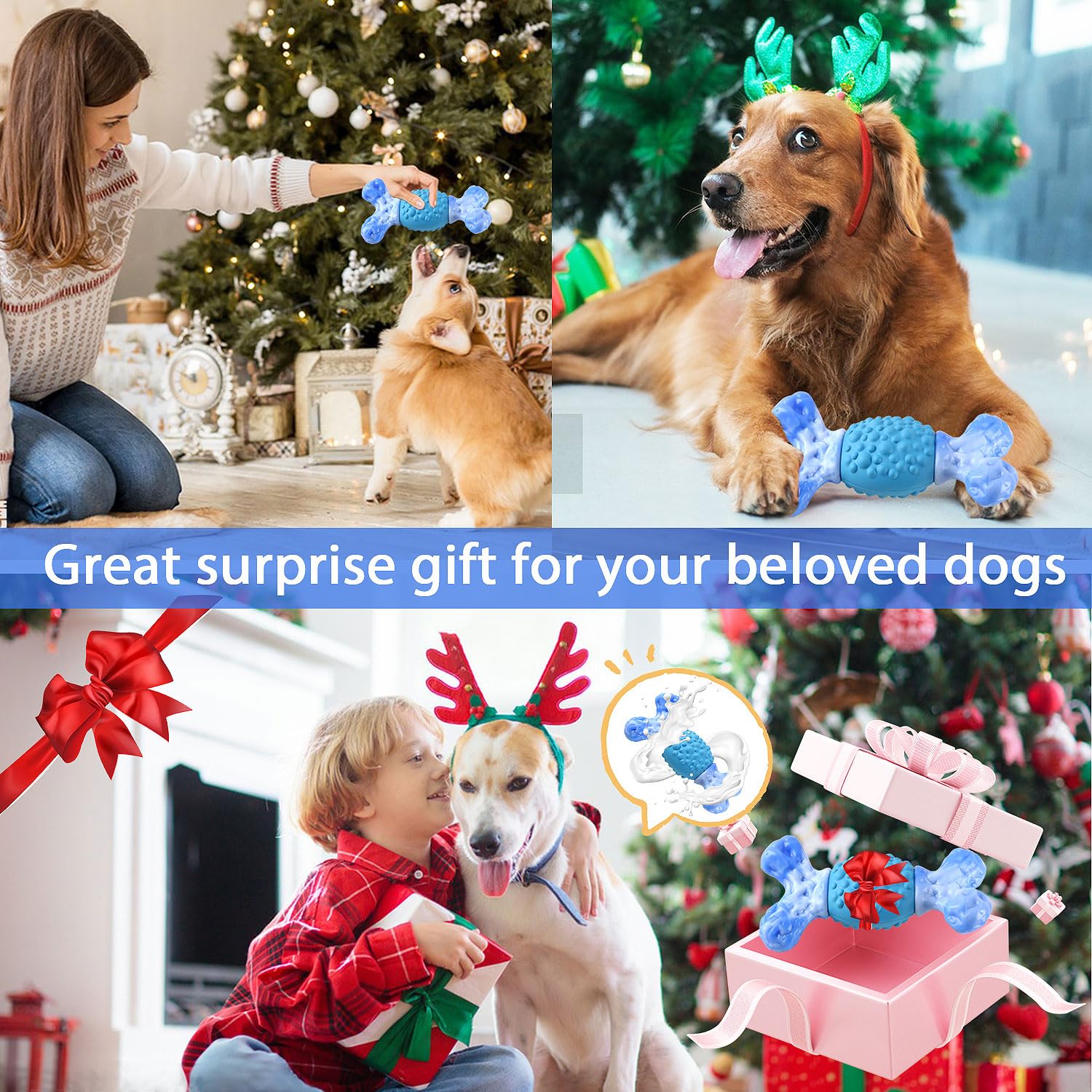 Rensh Tough Dog Chew Toys for Medium and Large Breeds, Sturdy Dog Toys for Aggressive Chewers, Nearly Indestructible Bones Toy f