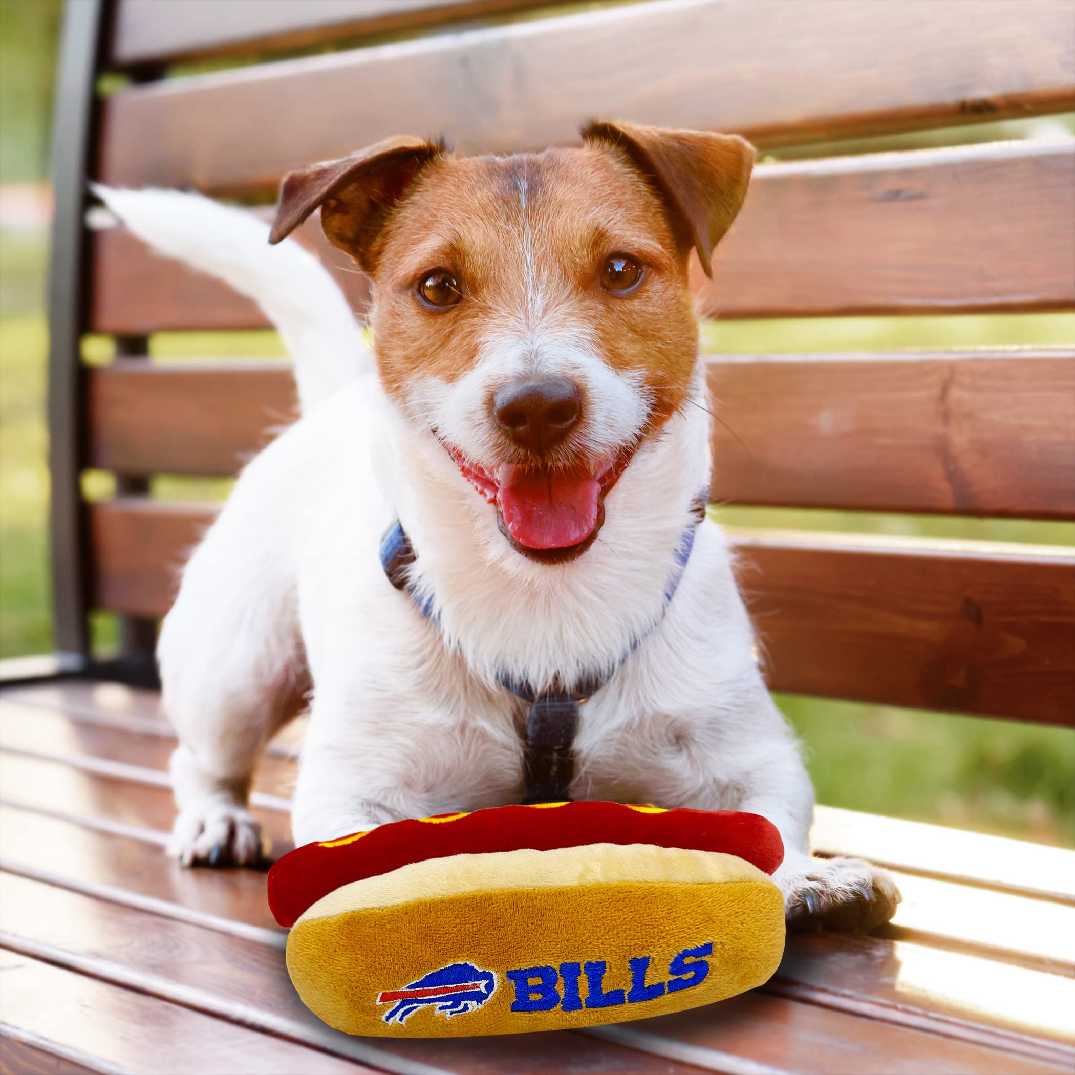 Pets First Nfl Buffalo Bills Hot Dog Plush Dog & Cat Squeak Toy - Cutest Hot-Dog Snack Plush Toy For Dogs & Cats With Inner Sque