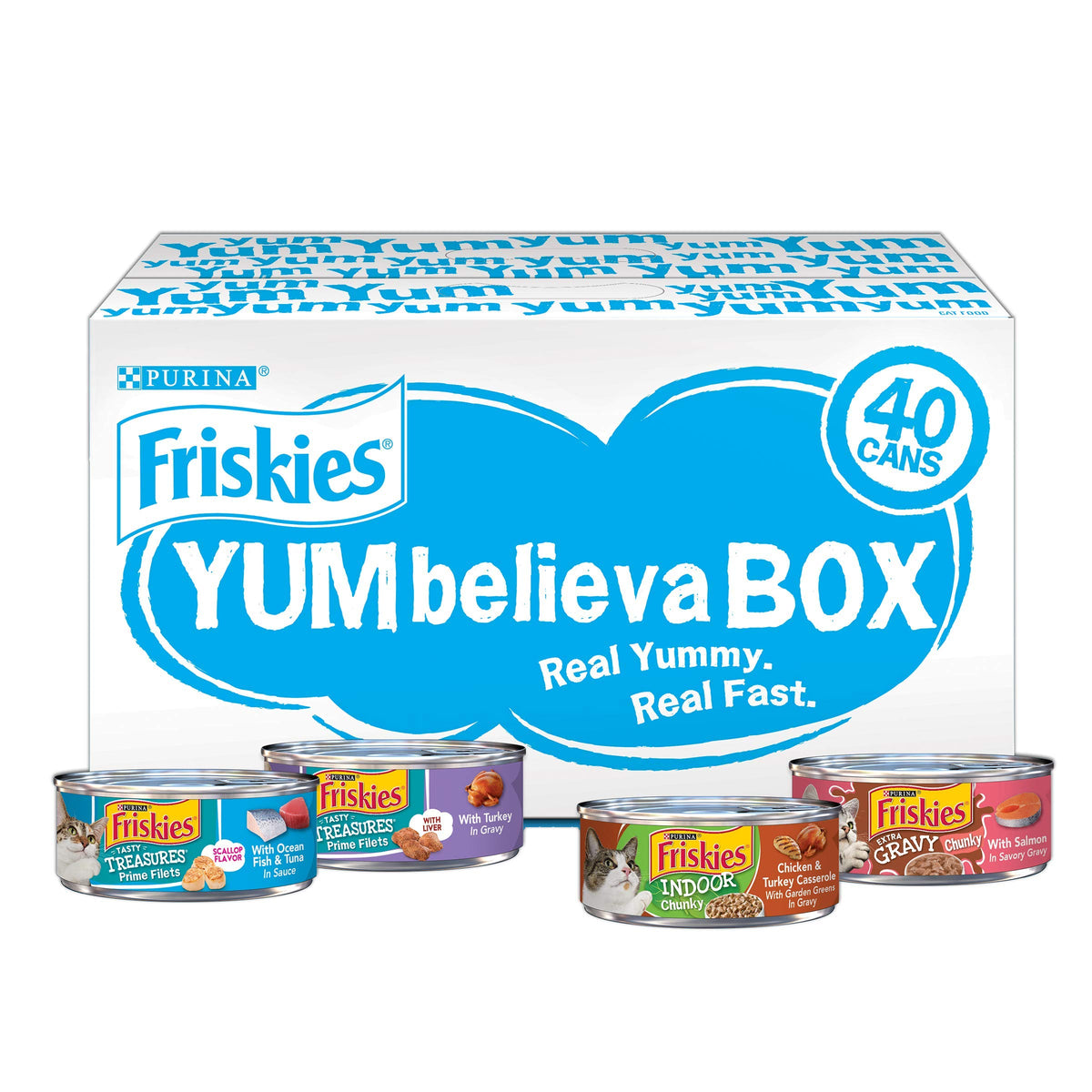 Purina Friskies Wet Cat Food Variety Pack, Yumbelievabox Yum-Credible Surprises - (40) 5.5 Oz. Pull-Top Cans