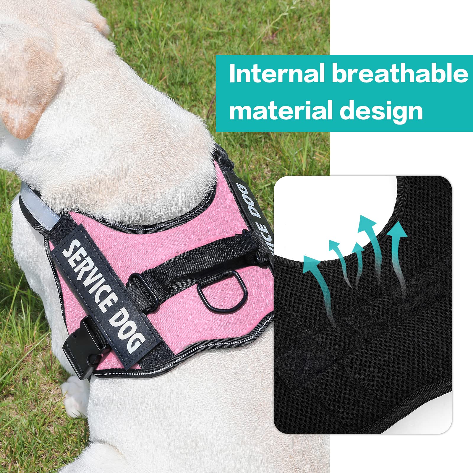 Mumupet Service Dog Harness, No Pull Easy On And Off Pet Vest Harness, 3M Reflective Breathable & Easy Adjust Pet Halters With N