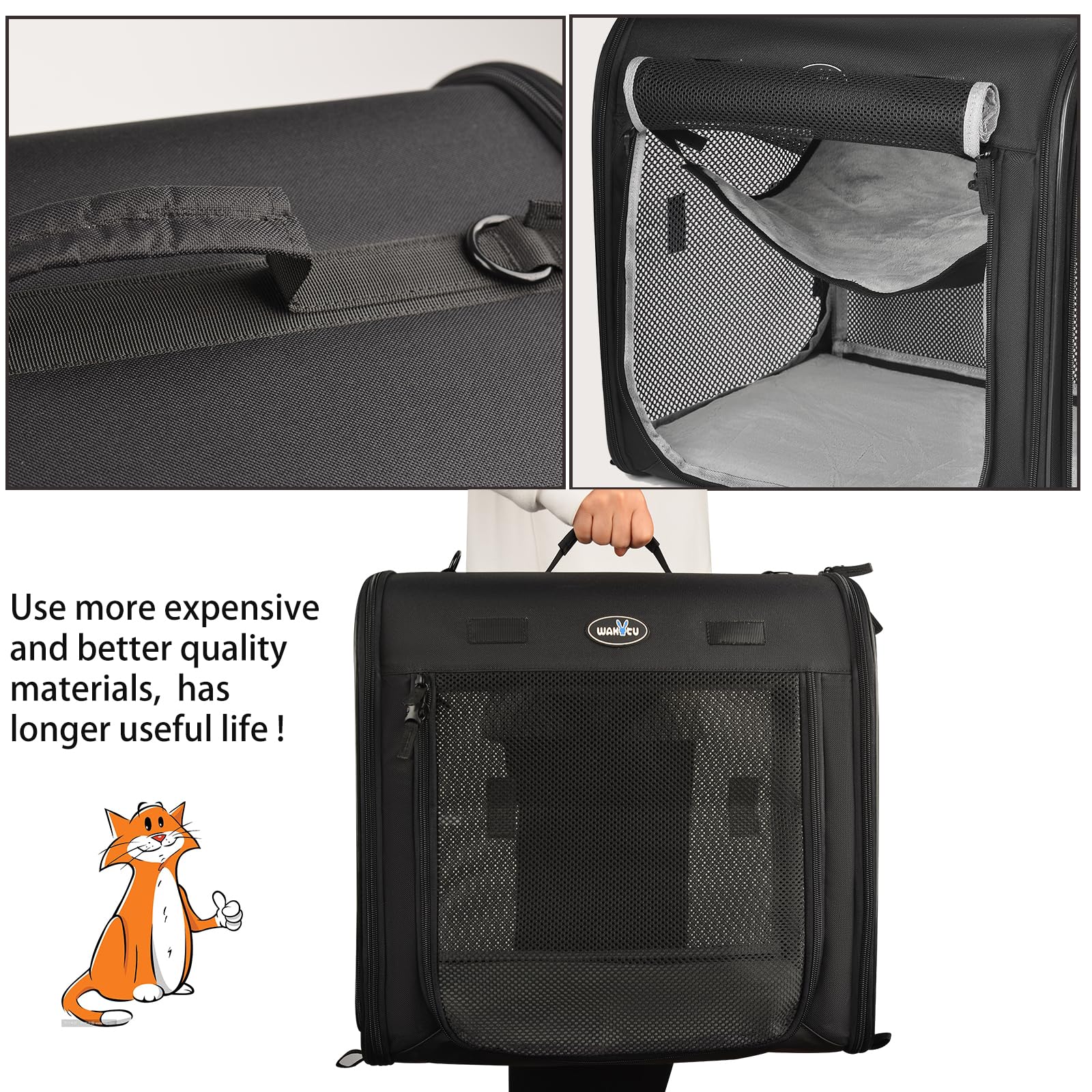 Wakytu Portable 2-In-1 Pet Carrier For Medium Dogs Large Cat Carrier For 2 Cats Travel Double Dog Crate Set With Portable Carry