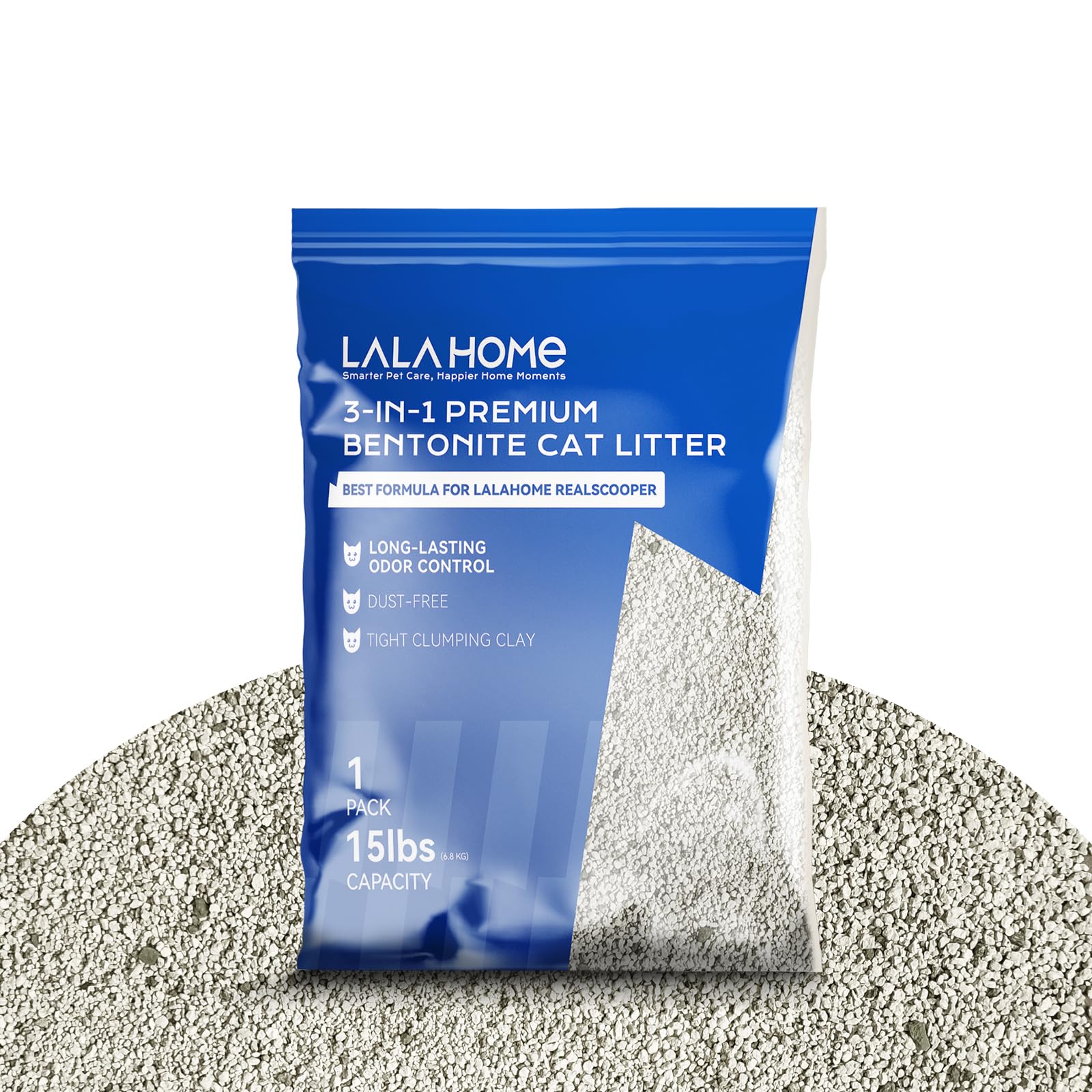 Lalahome Clumping Cat Litter, Premium Bentonite Cat Litter Sodium-Based, Dust-Free, Strong Durability, Odor Control, Natural Min