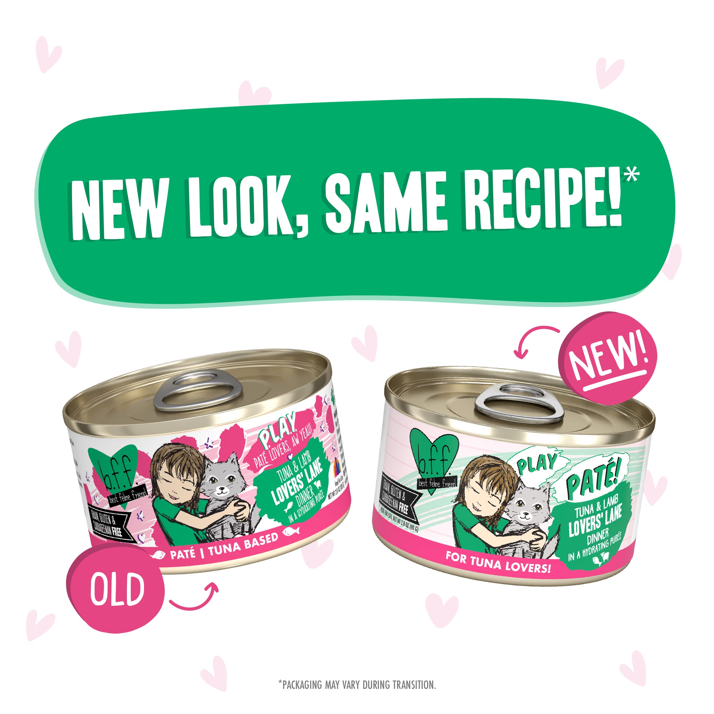B.F.F. Play - Best Feline Friend Pat   Lovers, Aw Yeah!, Tuna & Lamb Lovers Lane with Tuna & Lamb, 2.8oz Can (Pack of 12)