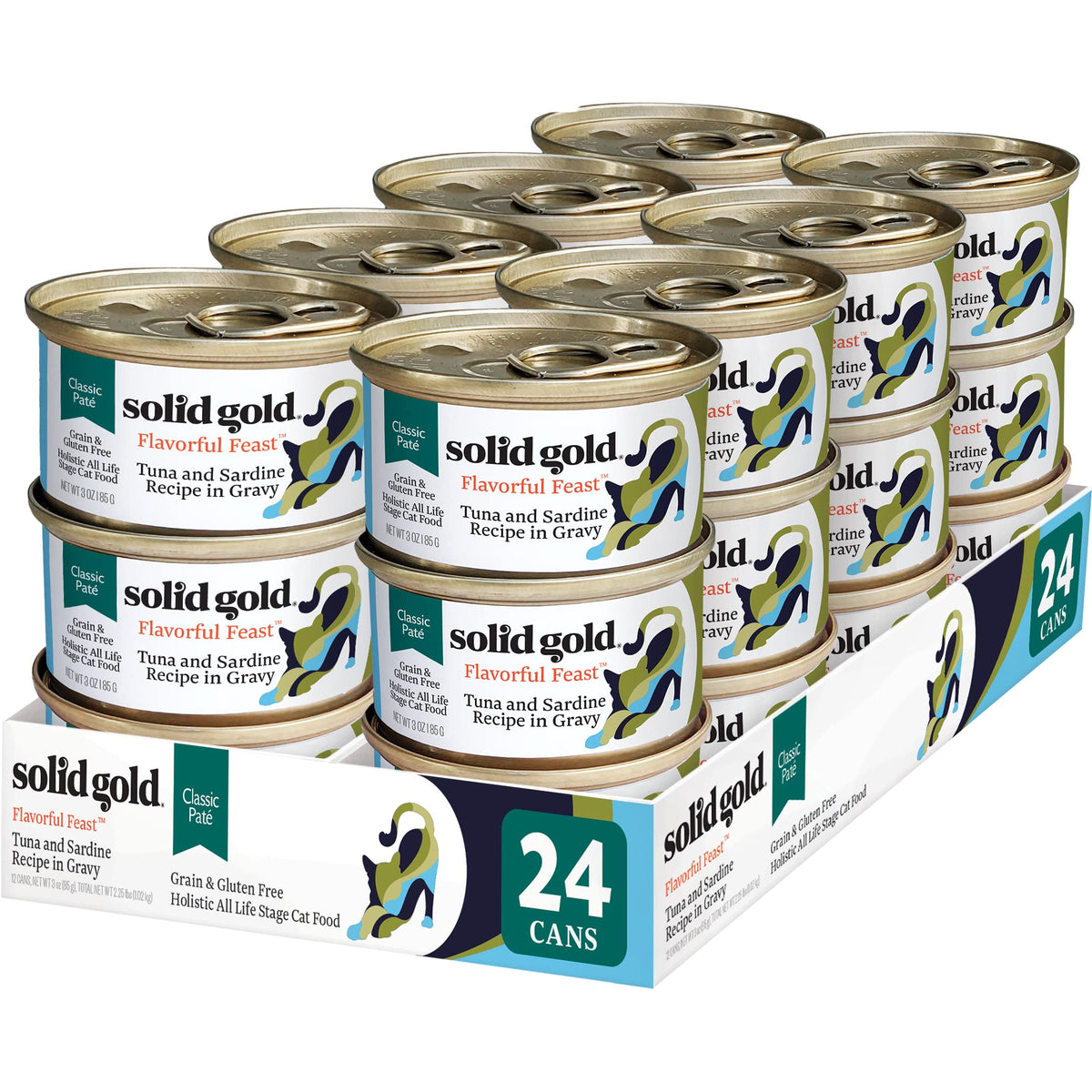 Solid Gold Flavorful Feast Wet Cat Food - Tuna & Sardine Pate - Canned Cat Food, 24 Pack