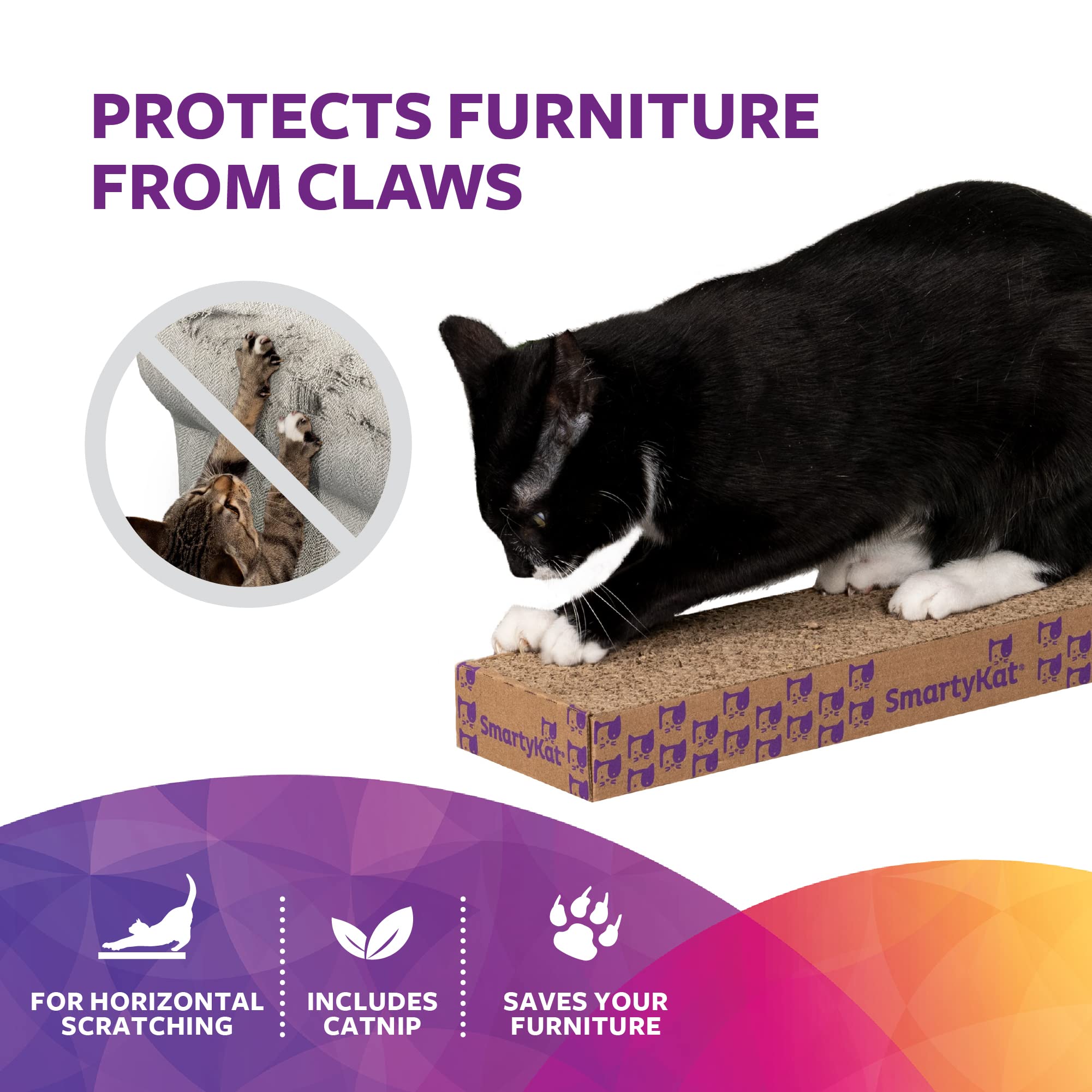 Smartykat Super Scratcher Corrugated Cat Scratcher, Catnip Infusion Technology - Brown, Single Wide