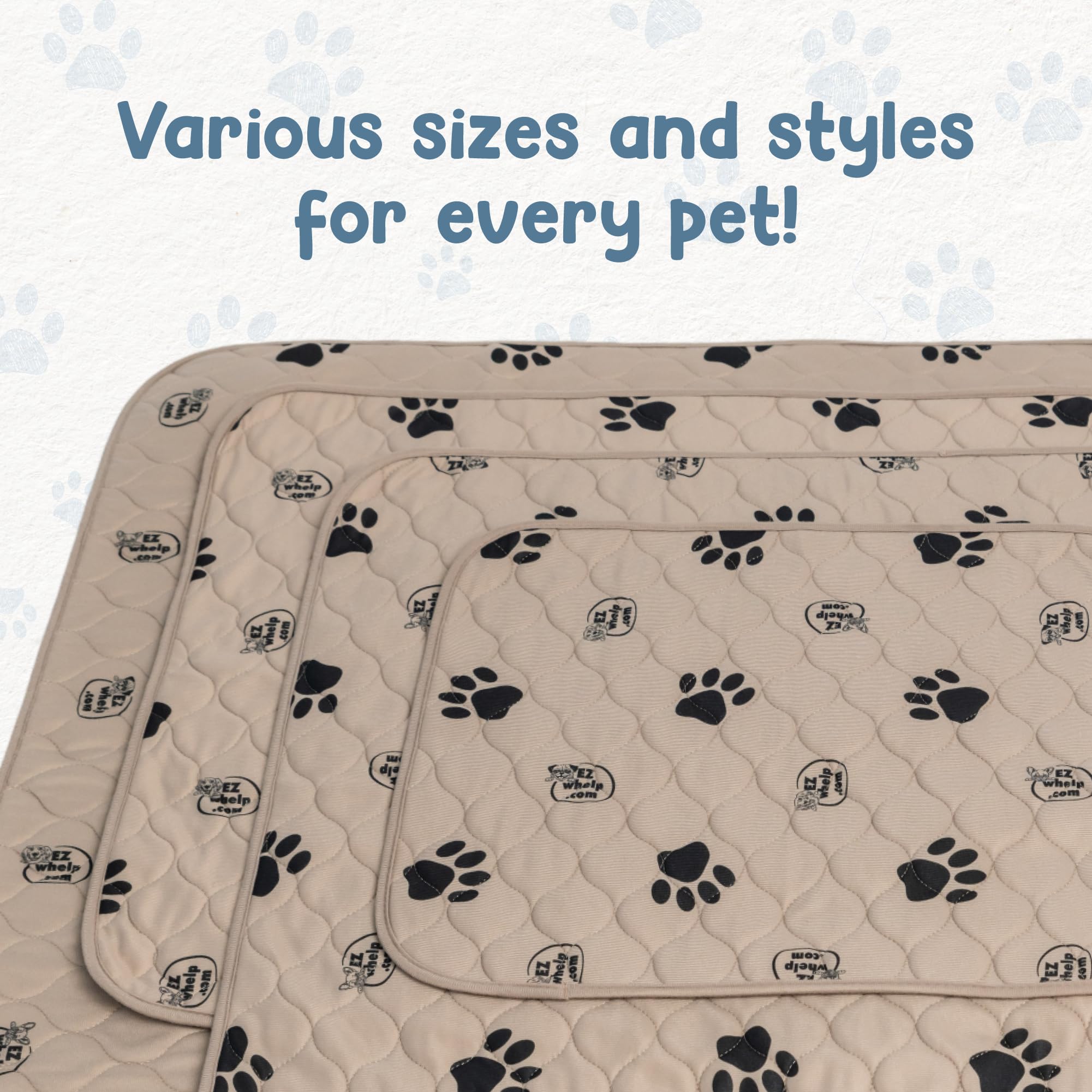Ezwhelp Reusable Dog Pee Pads, Washable Waterproof Mats For Potty Training Or Whelping Pads, Puppy Pad With Rounded Corners, 16.5X19.5 Inch, 2 Pack