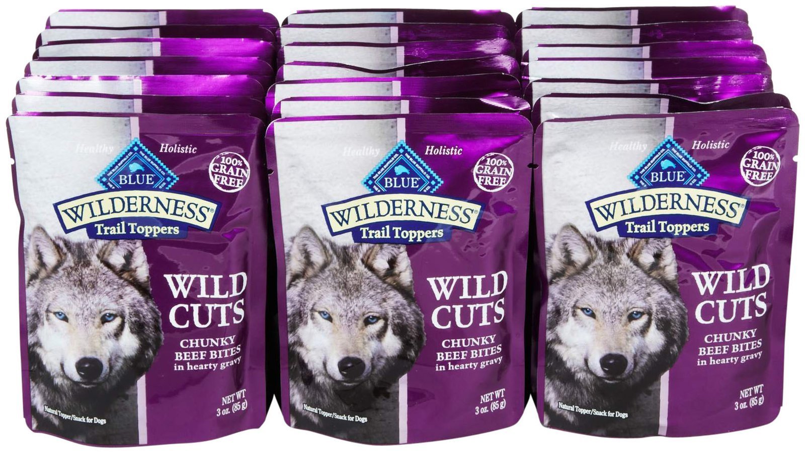 Blue Buffalo Wilderness Trail Toppers Chunky Beef Bites in Hearty Gravy Wet Dog Food, 3 oz., Case of 24