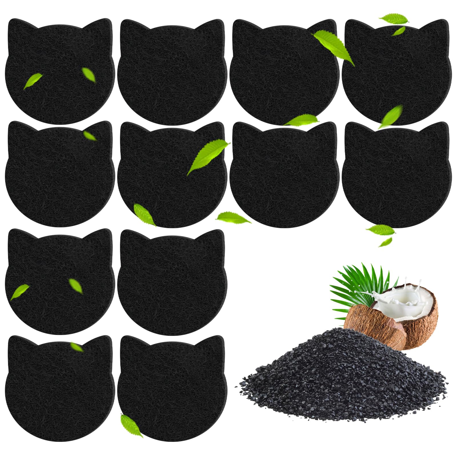 Zhaoyao 12 Pack Cat Litter Box Filter Litter Stick-on Activated Cat Litter Box Filter Compatible with Most Cat Litter Box Univer