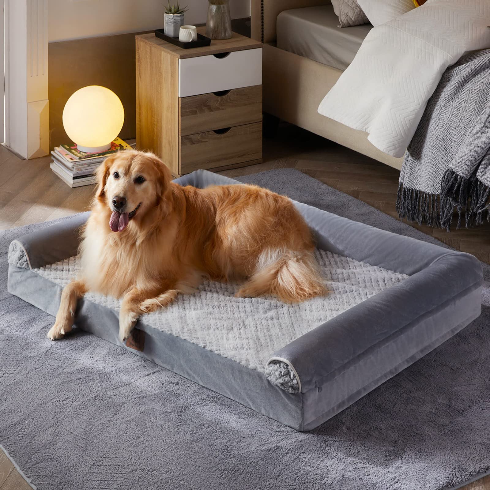 Wnpethome Dog Beds For Medium Large Dogs, Orthopedic Sofa Mat Pillow With Removable Waterproof Cover, Egg-Foam Crate Bed