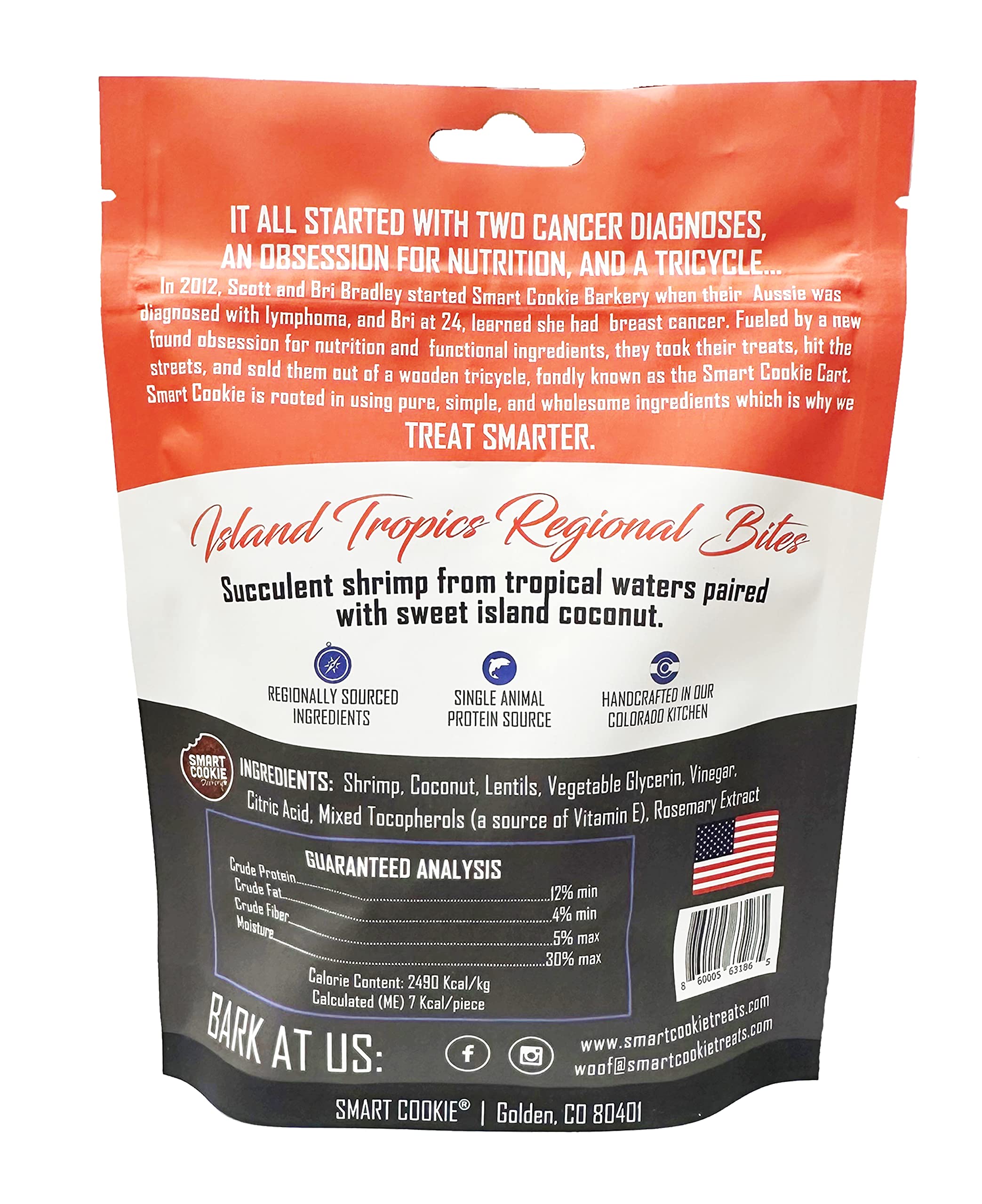 Smart Cookie All Natural Soft Dog Treats - Shrimp & Coconut - Healthy Dog Treats for Allergies, Sensitive Stomachs - Chewy, Grai