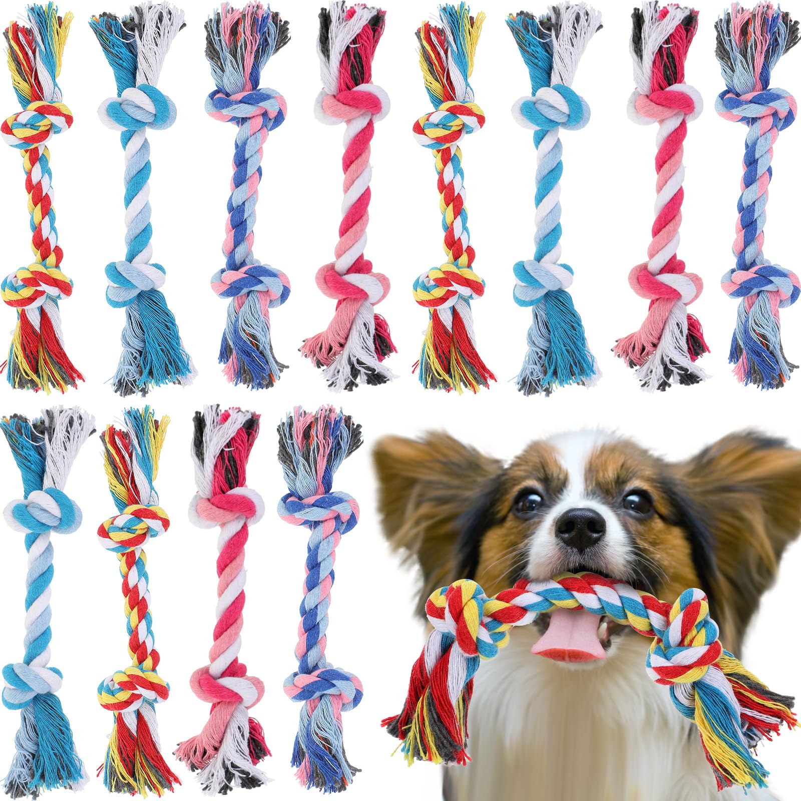 Paterr 12 Pcs Rope Dog Toys Multi Color Puppy Rope Toy Cotton Puppy Toys Dog Chew Puppy Teething Toys For Small And Medium Dogs 