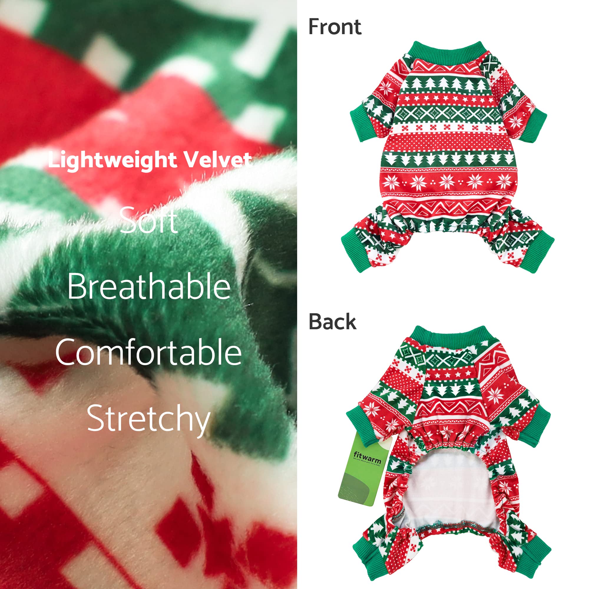 Fitwarm Dog Christmas Outfit, Dog Pajamas, Dog Winter Clothes For Small Dogs Boy Girl, Pet Ugly Sweater, Cat Costume, Red Green, Small