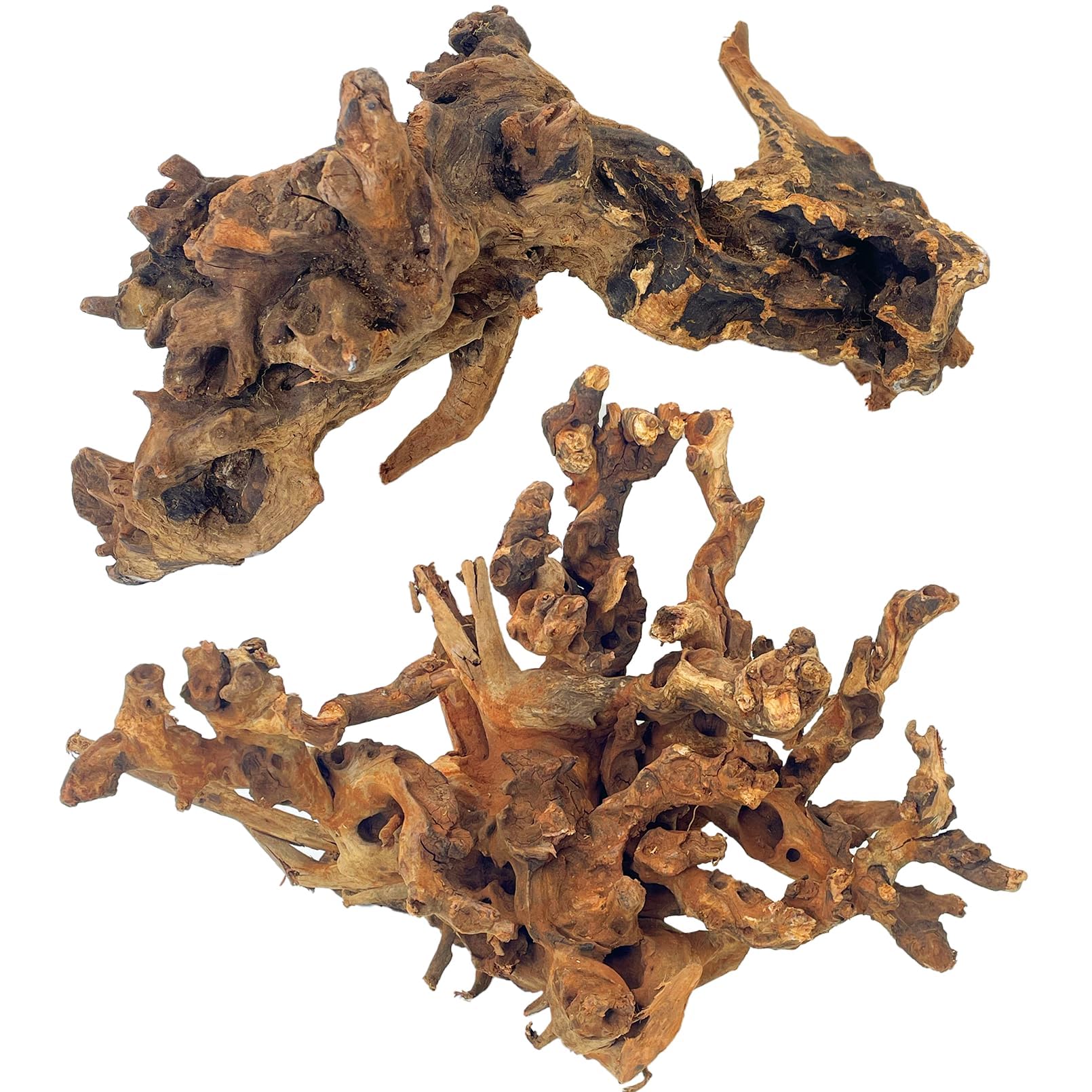 Pinvnby Natural Large Driftwood For Aquarium Decorations Assorted Branches Dearded Dragon Tank Accessories Terrarium Decor 2 Pac