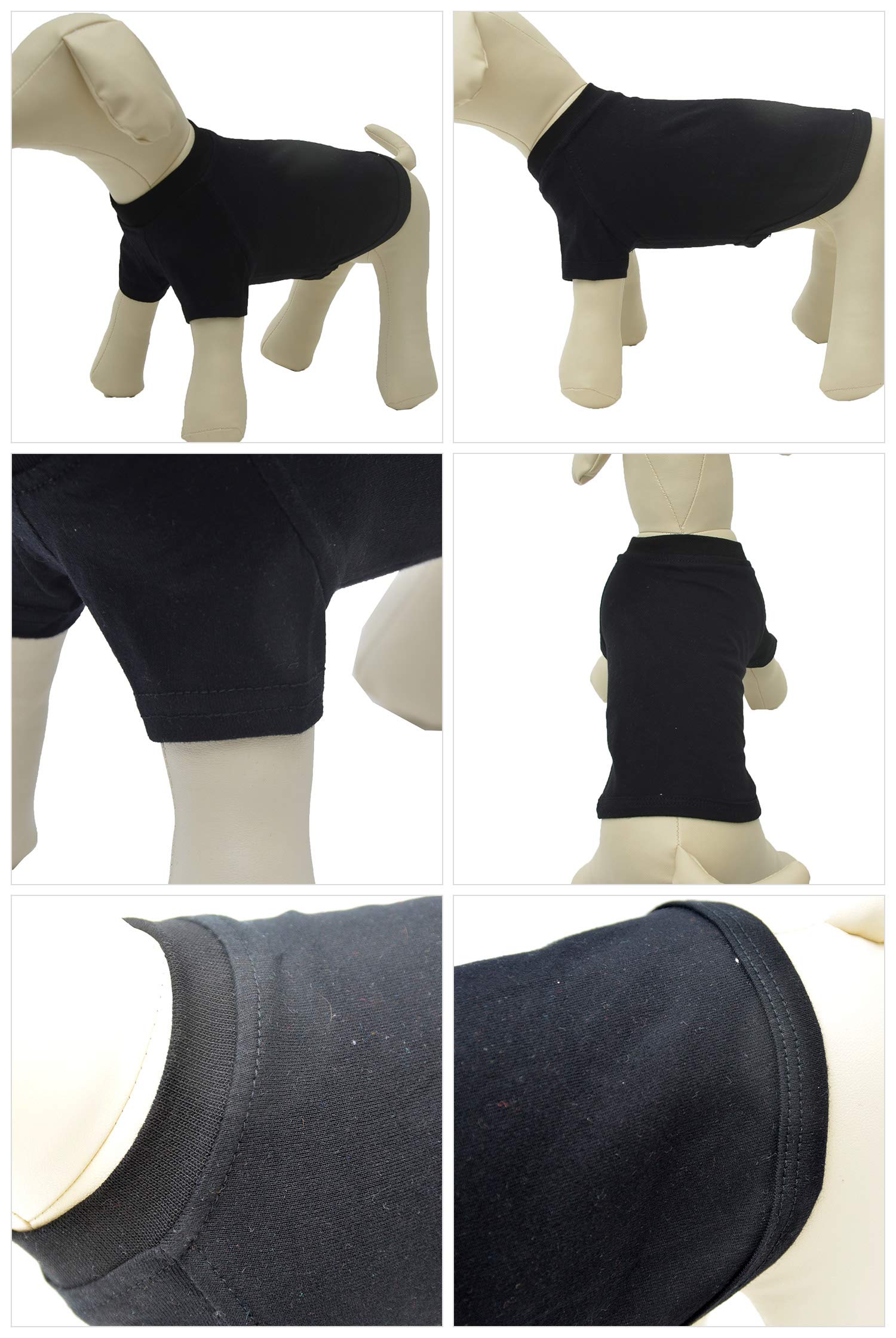 Lovelonglong Pet Clothing Dog Costumes Basic Blank T-Shirt Tee Shirts for Small Dogs Black XS