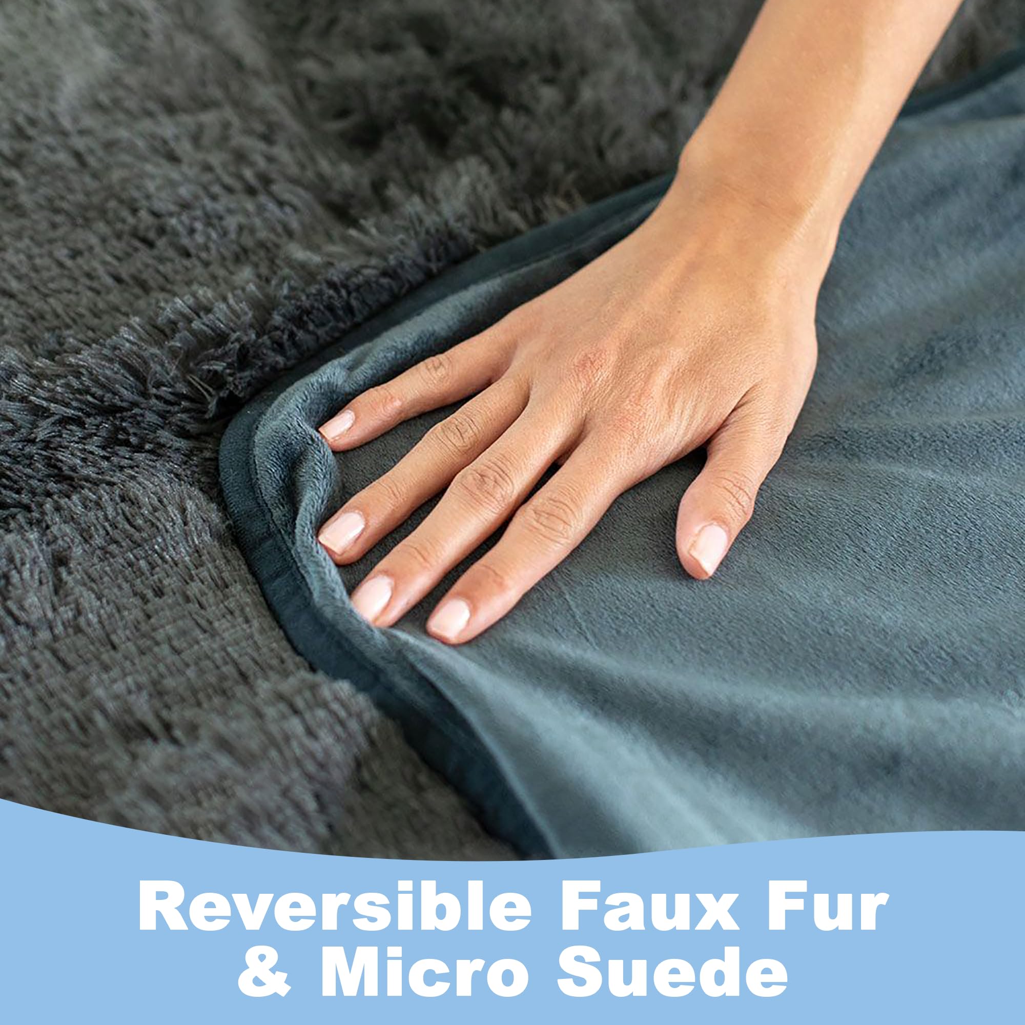 Pawproof Fuzzy Pet Throw Blanket - Waterproof Blanket For Dogs & Cats - Faux Fur & Ultra-Soft Microsuede - Grey L Size (48'X76'