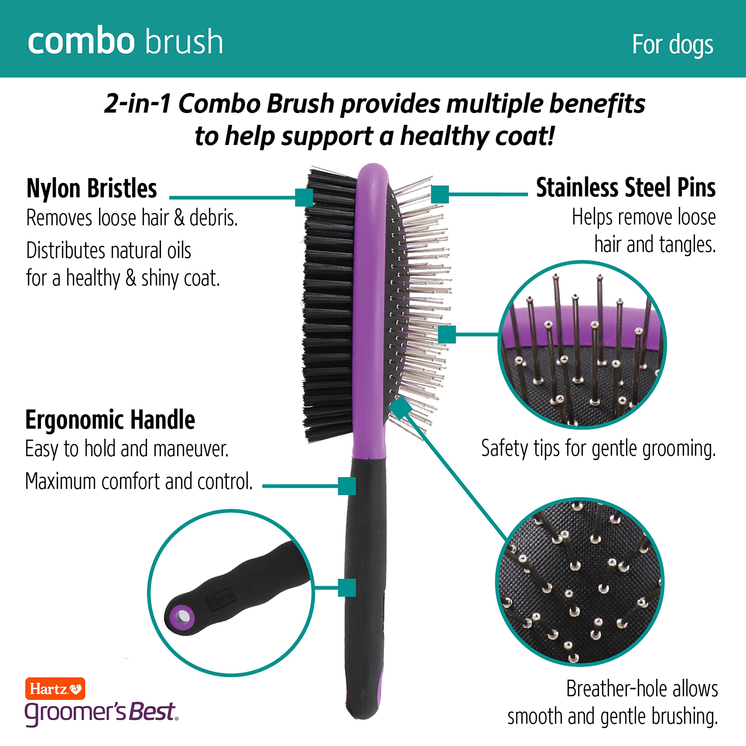 Hartz Groomer'S Best Combo Dog Brush, Multi-Colored