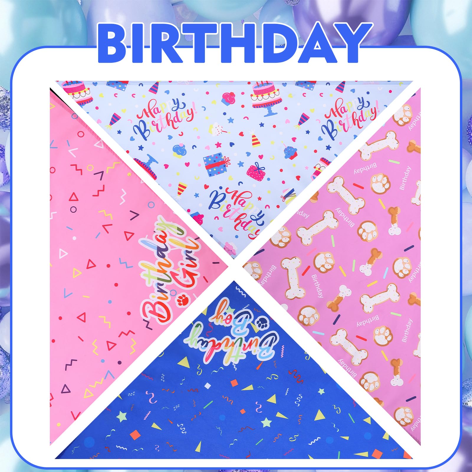 Expawlorer Dog Birthday Bandana - 4 Pack Party Supplies Dog Bandanas, Happy Birthday Gift Decorations Pet Scarf Kerchiefs For Bo