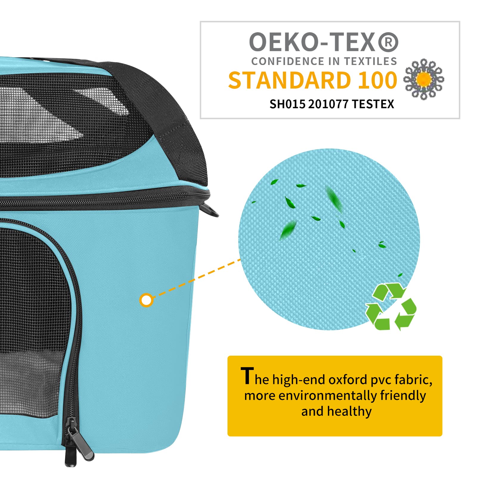 Bejibear Small Cat Carrier For 2 Cats, Oeko-Tex Certified Soft Side Pet Carrier For Cat, Small Dog, Collapsible Travel Small Dog Carrier, Tsa Airline Approved Cat Carrier For Medium Cats 20 Lbs (Blue)