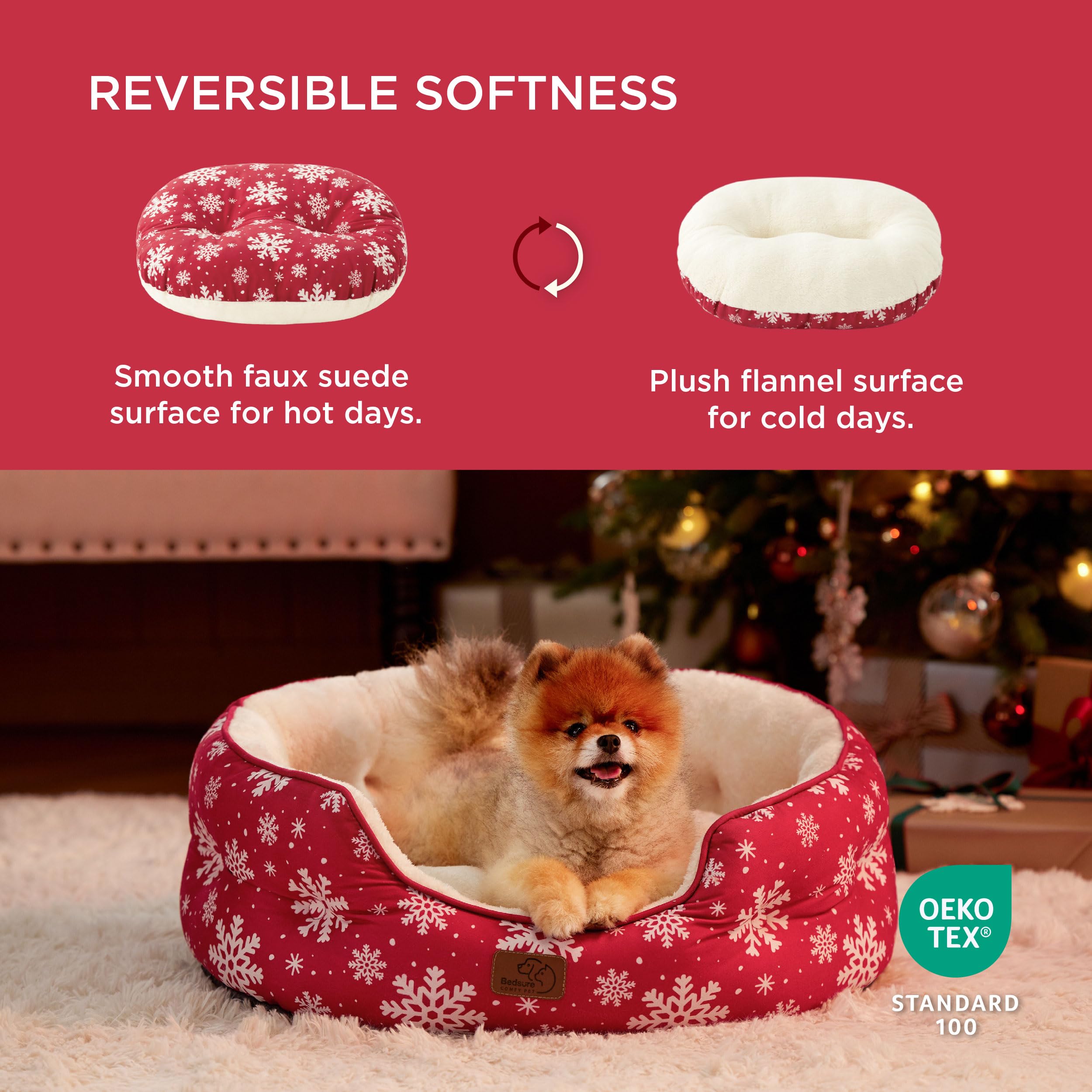 Bedsure Dog Beds For Small Dogs - Round Cat Beds For Indoor Cats, Washable Pet Bed For Puppy And Kitten With Slip-Resistant Bottom, 25 Inches, Brown