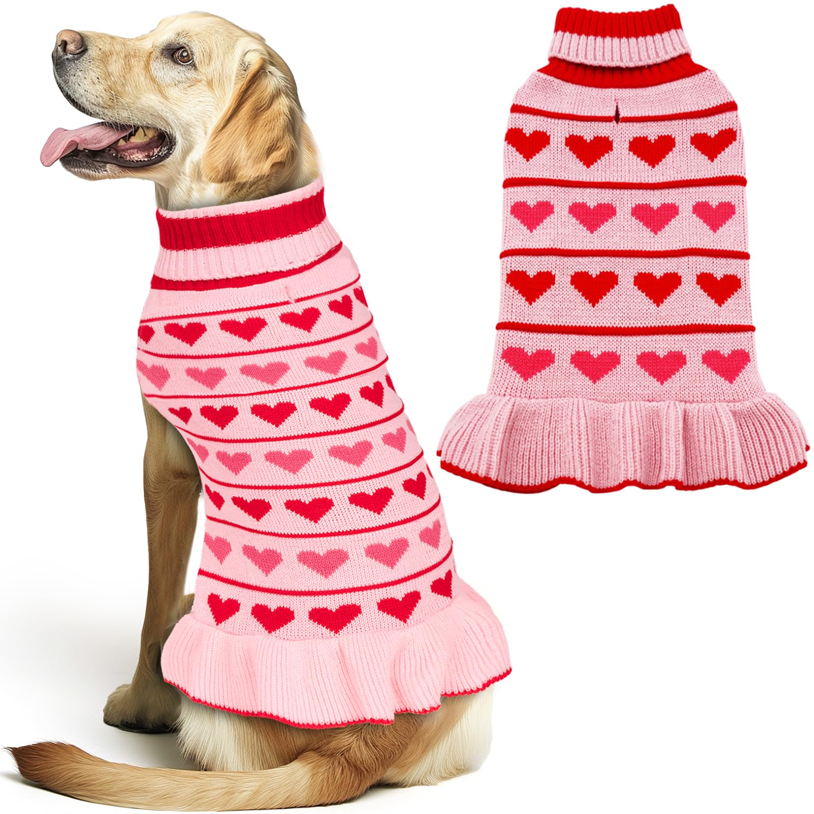 Kyeese Dog Sweater For Medium Dogs Fall Winter Dog Clothes Warm Dog Coats With Leash Hole Knit For Girl Dog Sweater Turtleneck D
