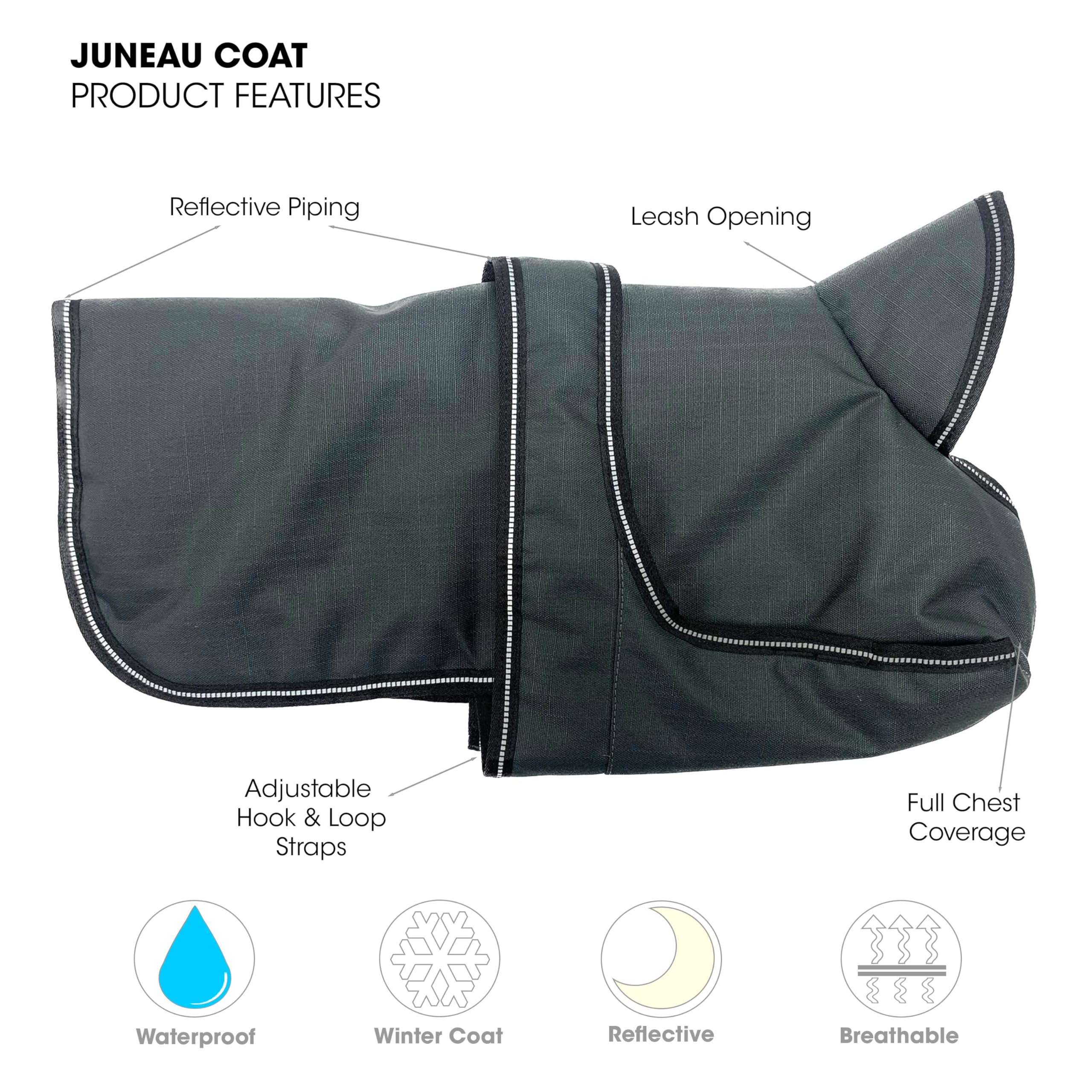 Petrageous 7303Cgl Juneau Waterproof Winter Dog Coat With Full Chest Coverage And Leash Opening - 19-Inch Long Heavyweight Jacke