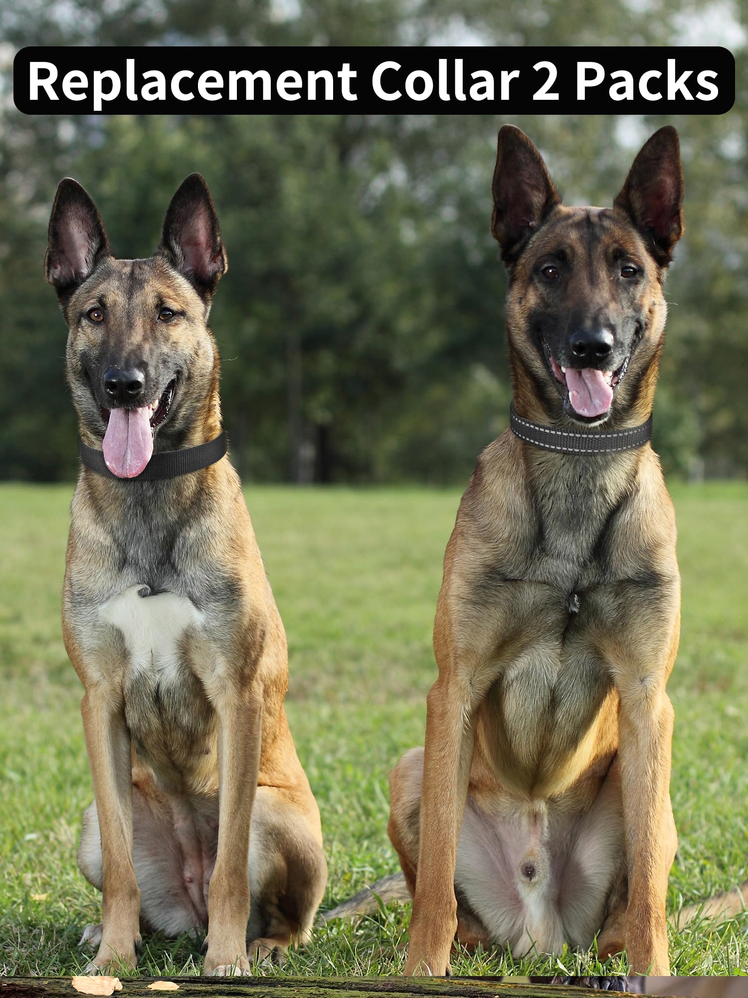 Petjoy 2-Pack Collar Strap For Bark And Shock Collars, E-Collar Replacement, Strong, Durable, Adjustable 8-27 Inches Dog Collar