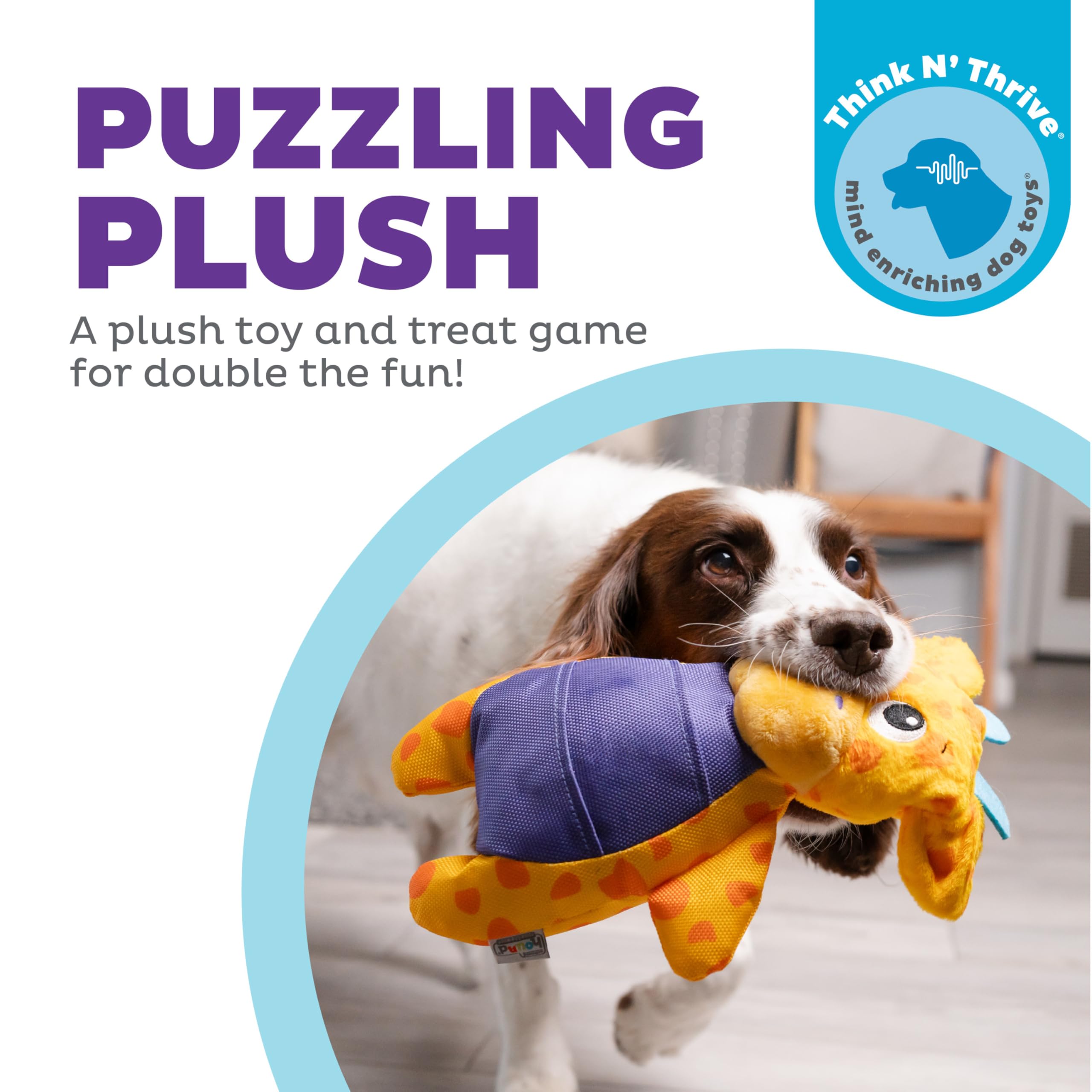 Outward Hound by Nina Ottosson Puzzle Palz Interactive Plush Dog Puzzle Dog Enrichment Toys, Plush, Squeaky, Giraffe, Yellow