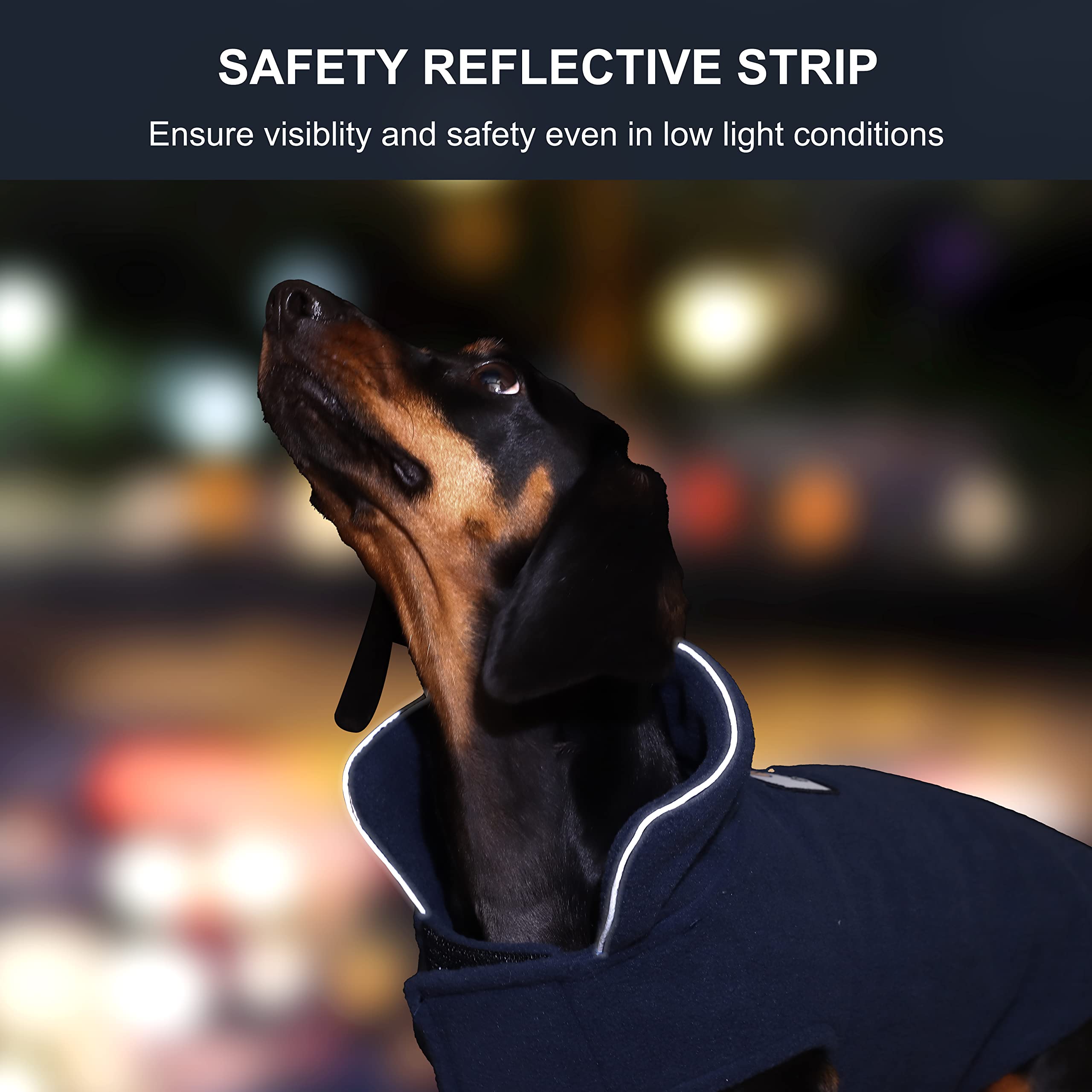 Fleece Dog Coat Winter Pet Jacket Reflective For Cold Weather For Large Medium Small Dogs(Navy,S)