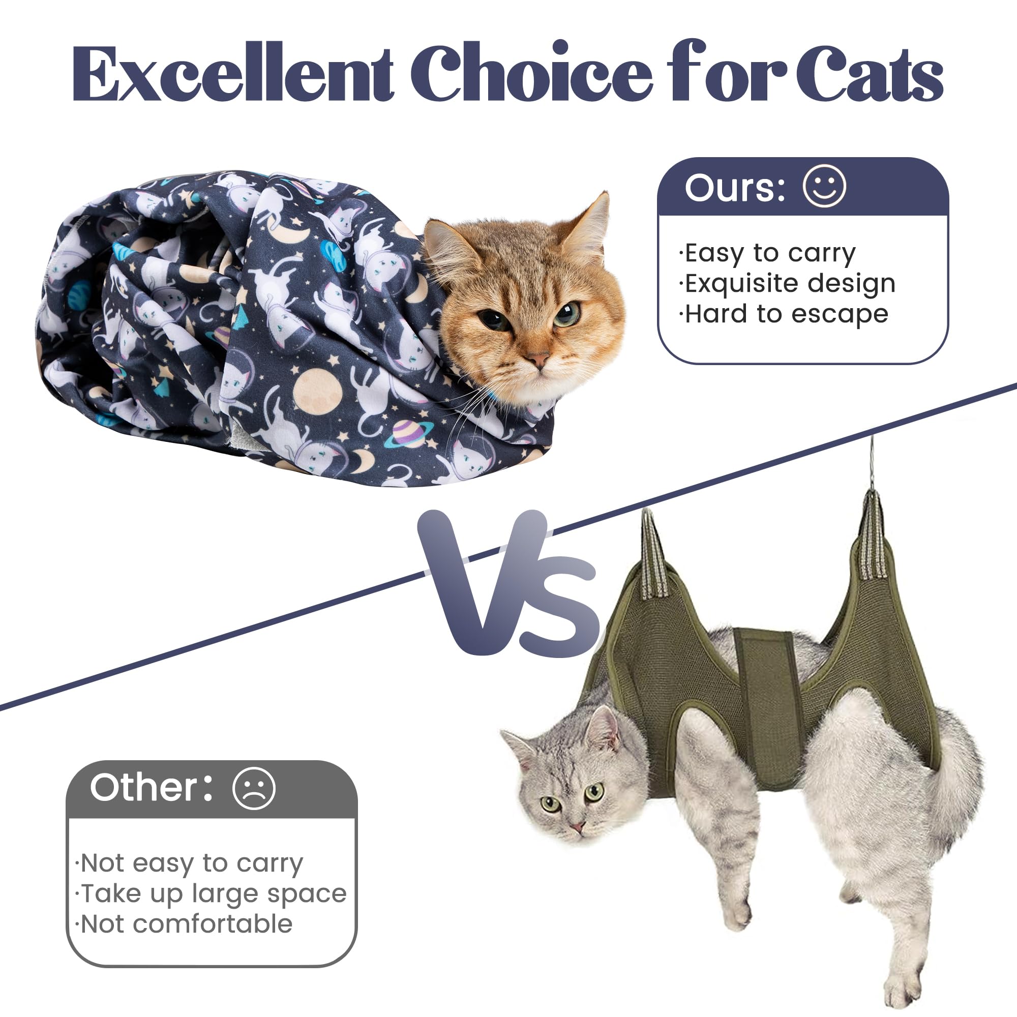 Poochies Sprouts 21.7'' Cat Wrap For Cutting Nails, Cat Restraint For Nail Clipping, Cat Swaddle Wrap For Adult Cats, Cat Burrit