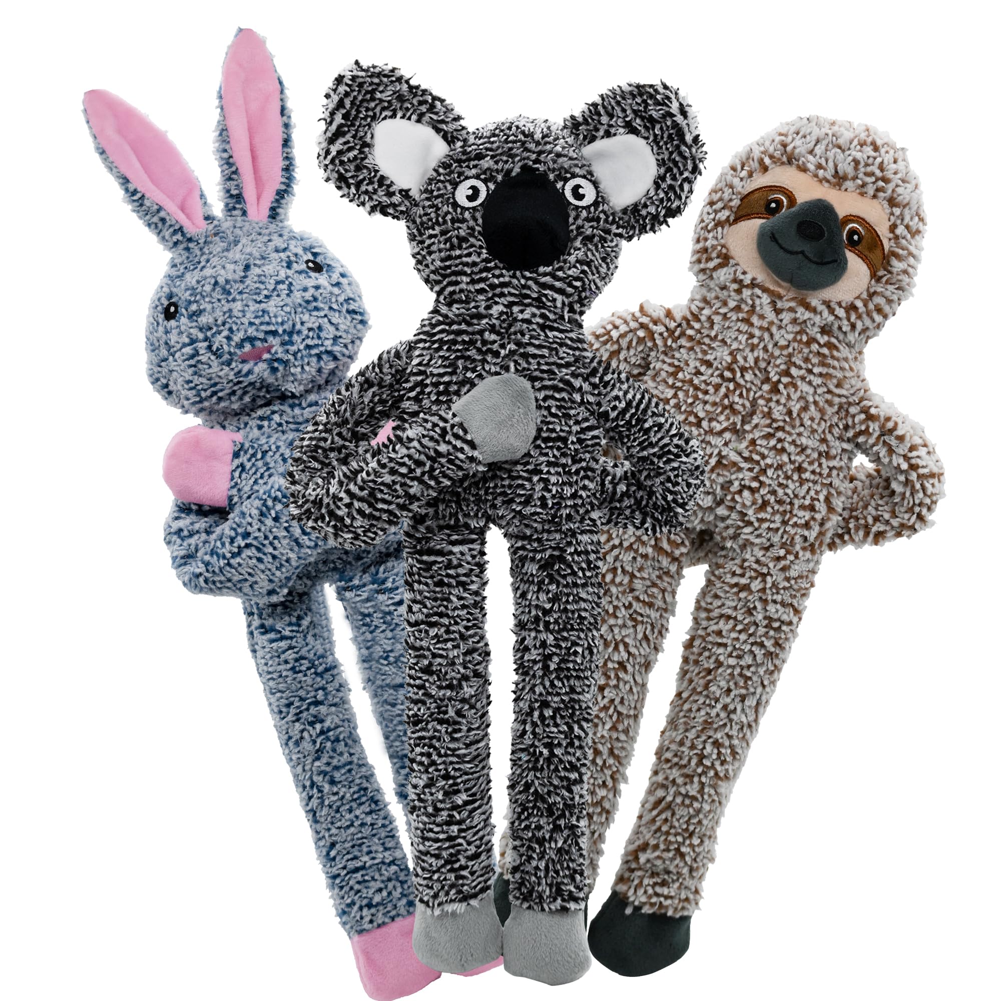 3Pack No Stuffing Dog Toys For Large Dogs, Plush Teething Toys To Keep Them Busy, Squeaky Crinkle Interactive Toys, Cute Funny D