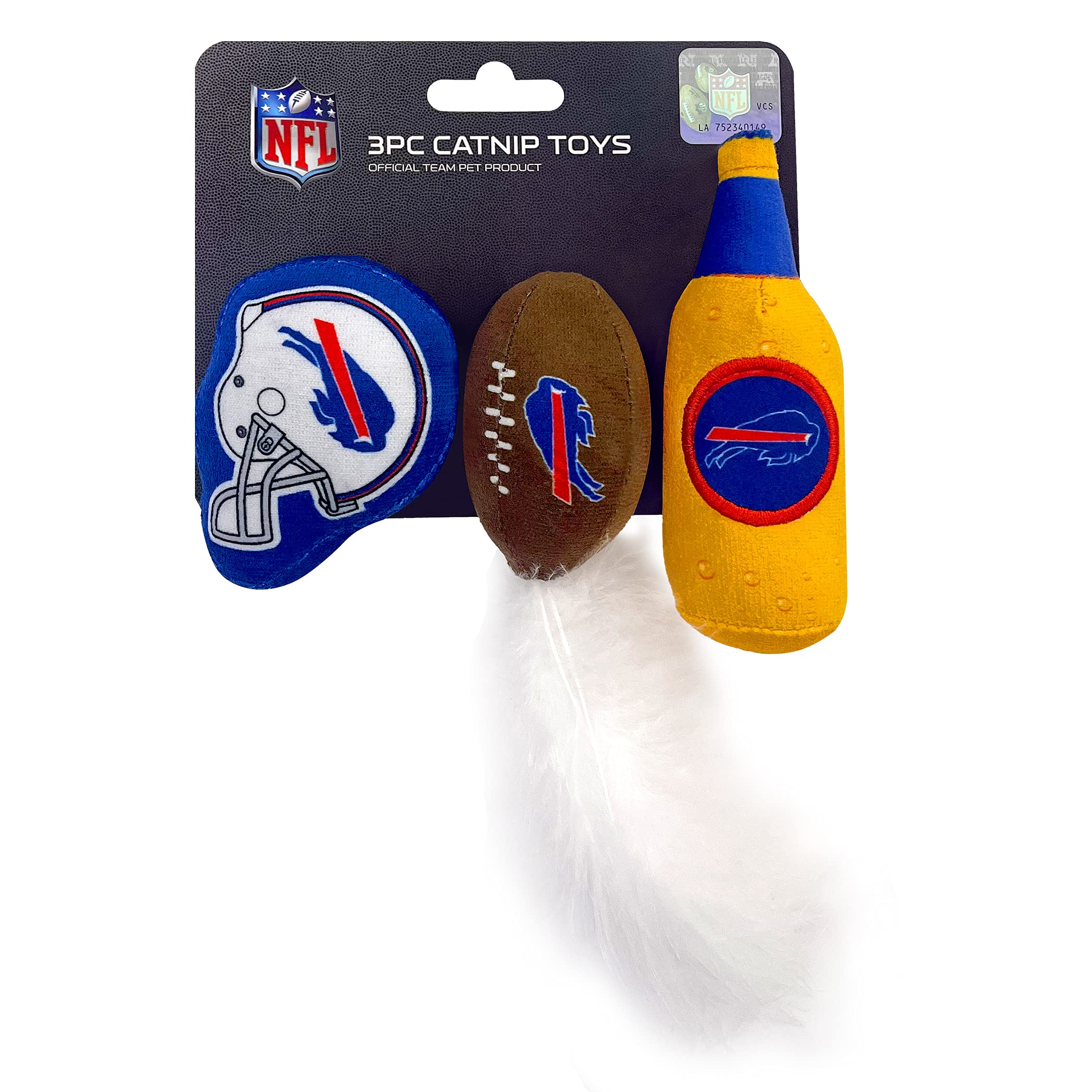Best Plush CAT Toy - NFL Buffalo Bills Complete Set of 3 Piece Cat Toys Filled with Fresh Catnip. Includes: 1 Helmet Cat Toy, 1 