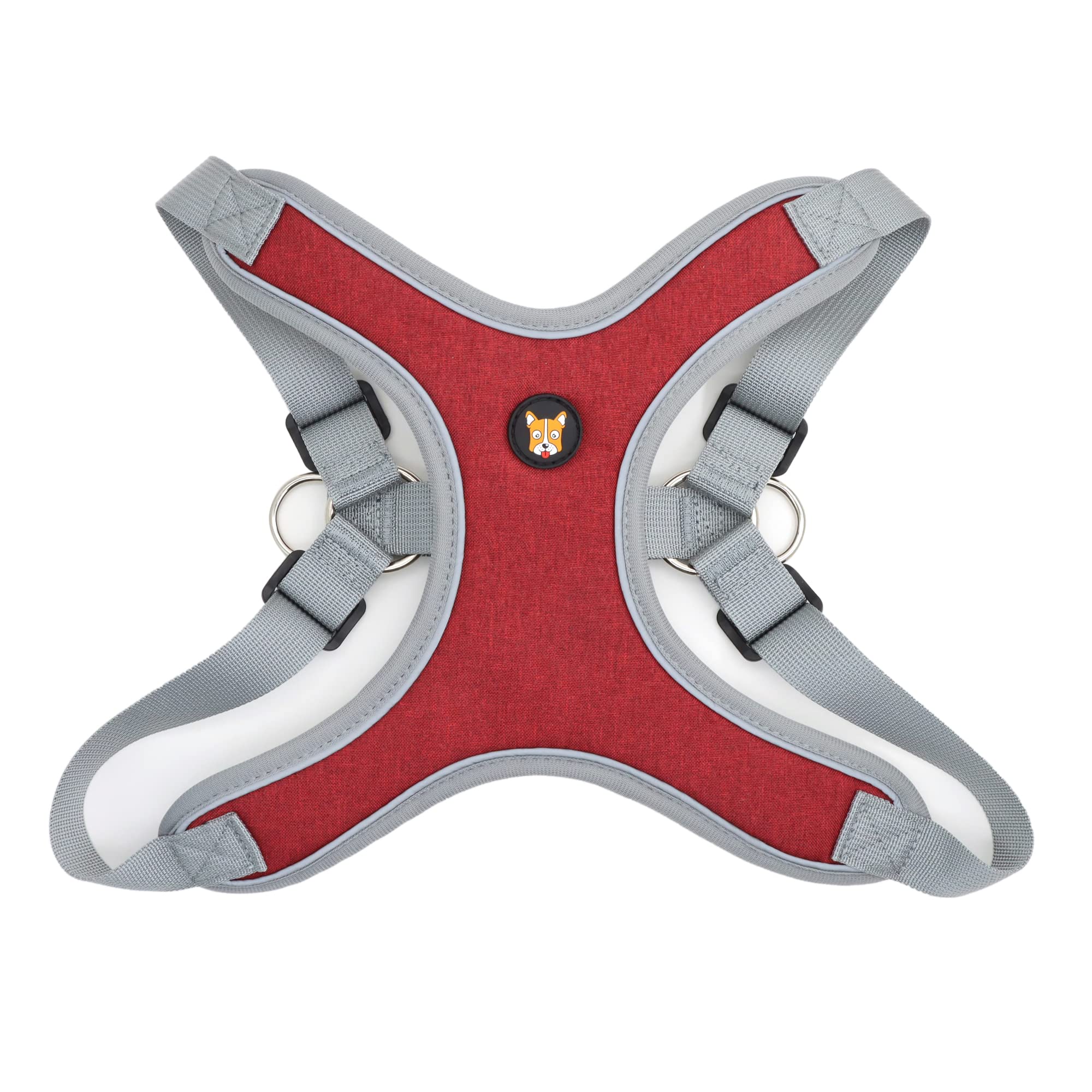 Huggiegems Adjustable Dog Harness Vest And Leash Set For Small, Medium Dogs No Pull, Step In Escape Proof Reflective Easy Walk Puppy Harness, Red, Xs (Comes With A Measuring Tape)