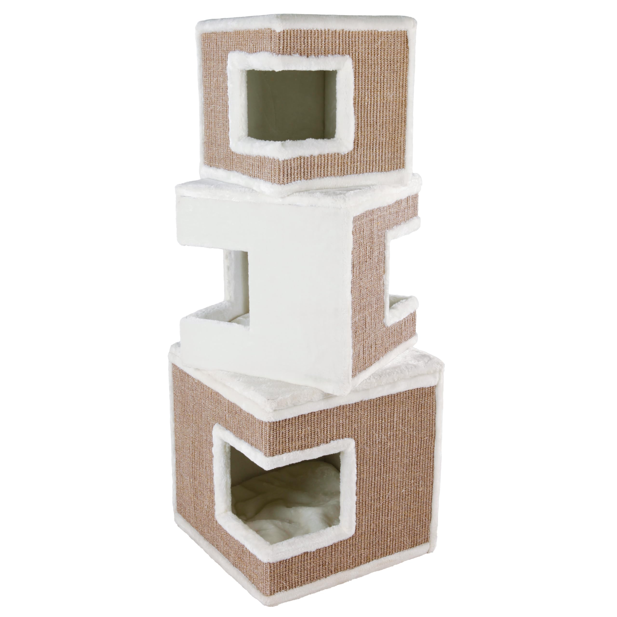 Trixie Lilo Cat Condo | 3-Story Condo Tower | Scratching Surface | Removable Cushions | Brown