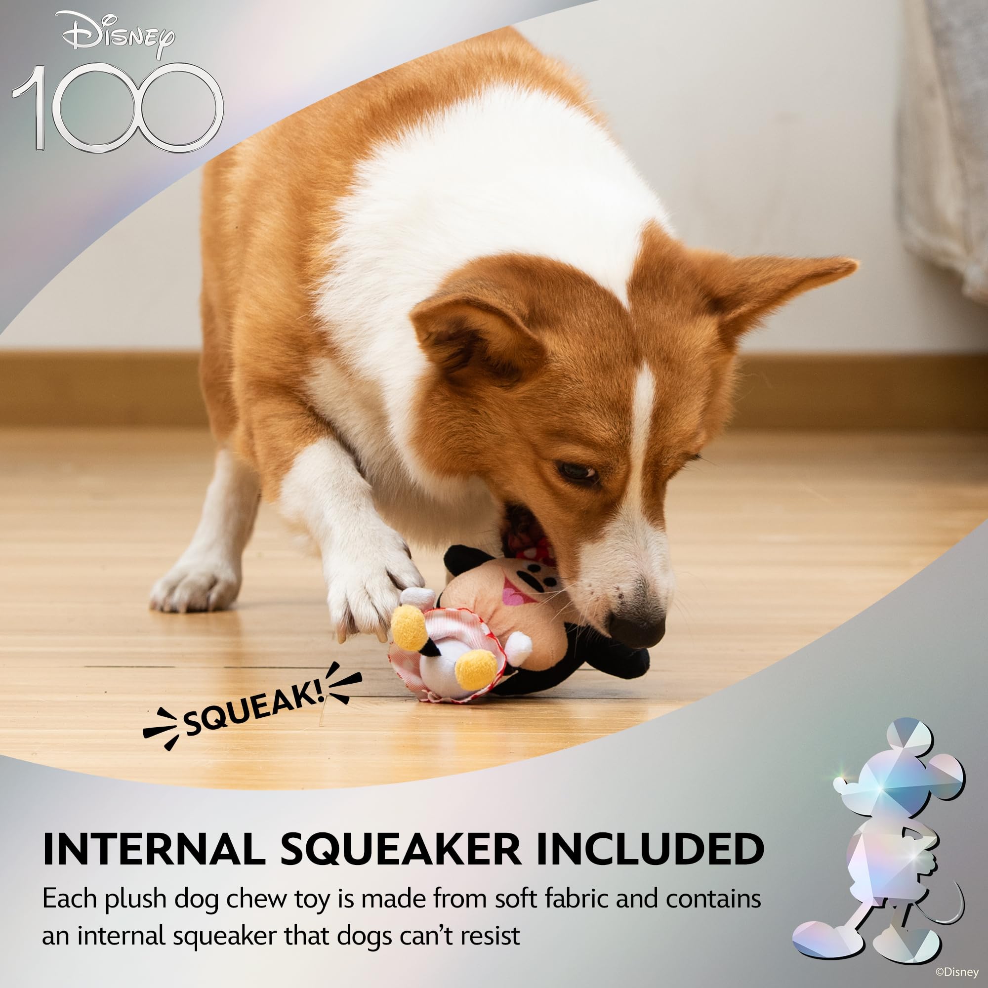 Disney For Pets Minnie Mouse Plush Squeaky Dog Toy 6In | Disney Dog Toys | Plush Squeaker Toy For Dogs Inspired By Minnie Mouse,