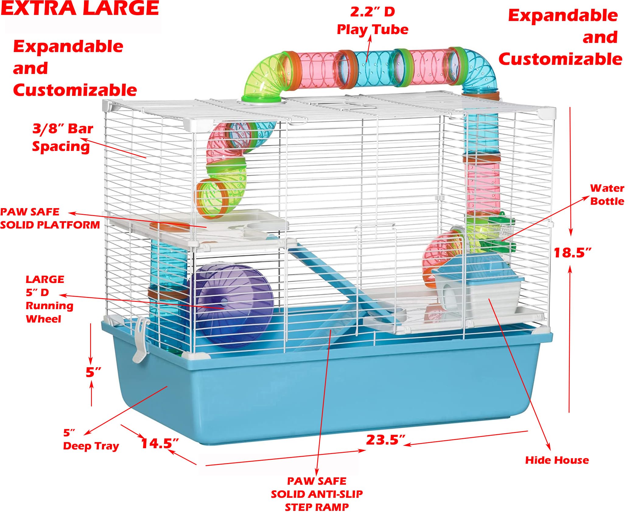Extra Large Multi-Floors Expandable And Customizable Hamster Mansion Mouse Habitat Gerbil Home Rat House Small Animal Critter Ho