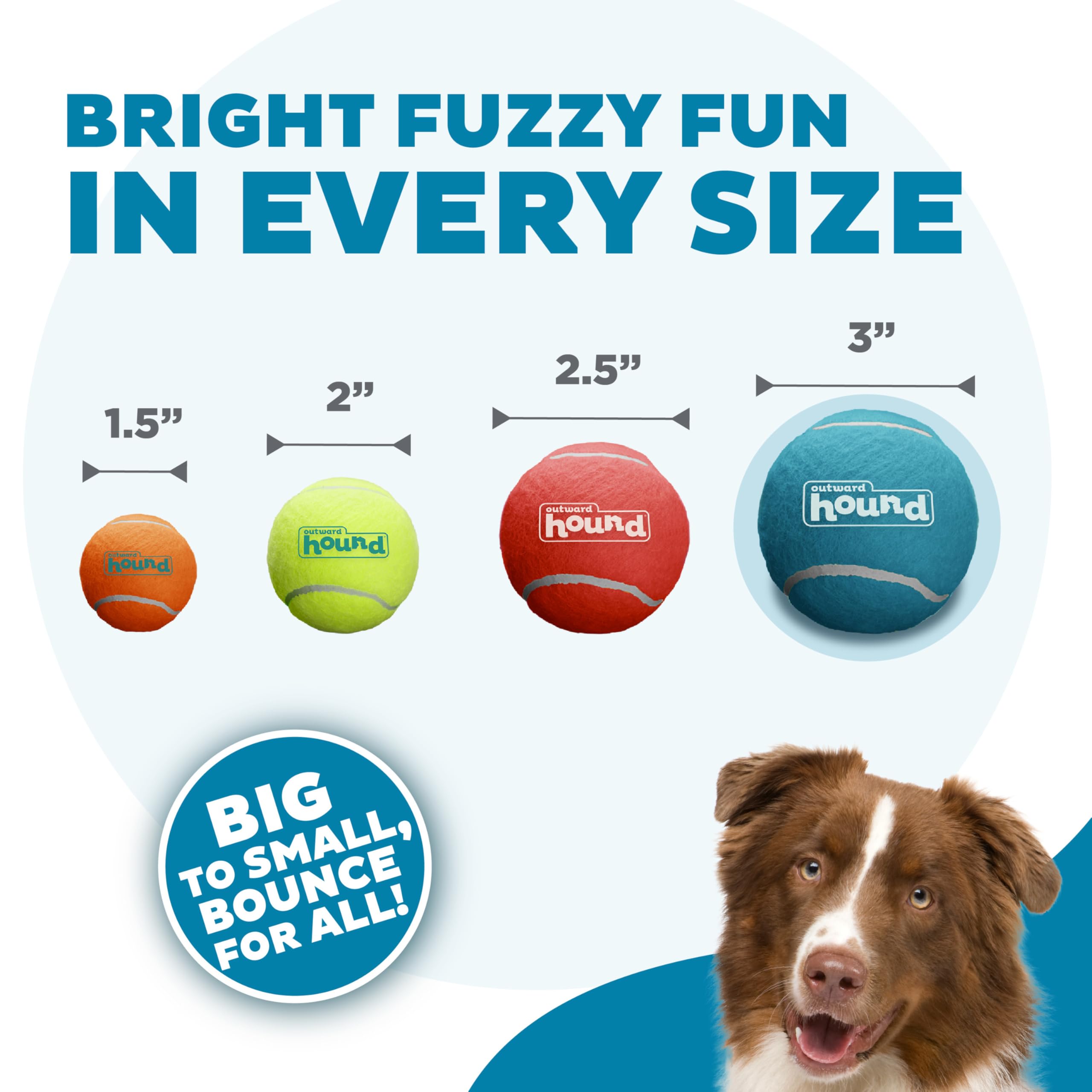 Outward Hound Squeaker Ballz - Interactive Dog Toy, Large Pack of 4 Multi Tennis Balls, Durable Squeaky Fetch Toys, Model 69510