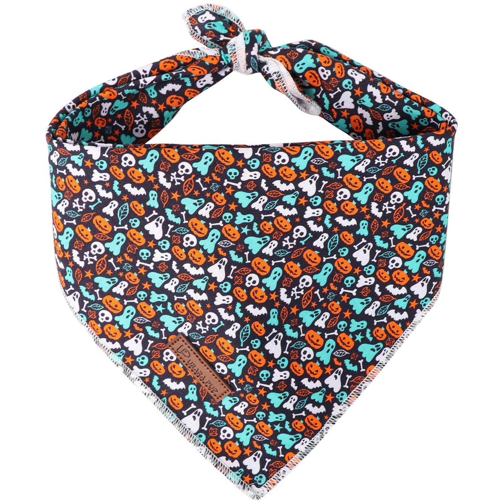 Up Urara Pup Halloween Pumpkin Dog Bandana, Thanksgiving Triangle Bid Scarf With Skull Pumpkin Pattern, Cotton Pet Kerchief For Girl Boy Dogs,Puppy Bandana For Small Medium Dog Thanksgiving Gifts